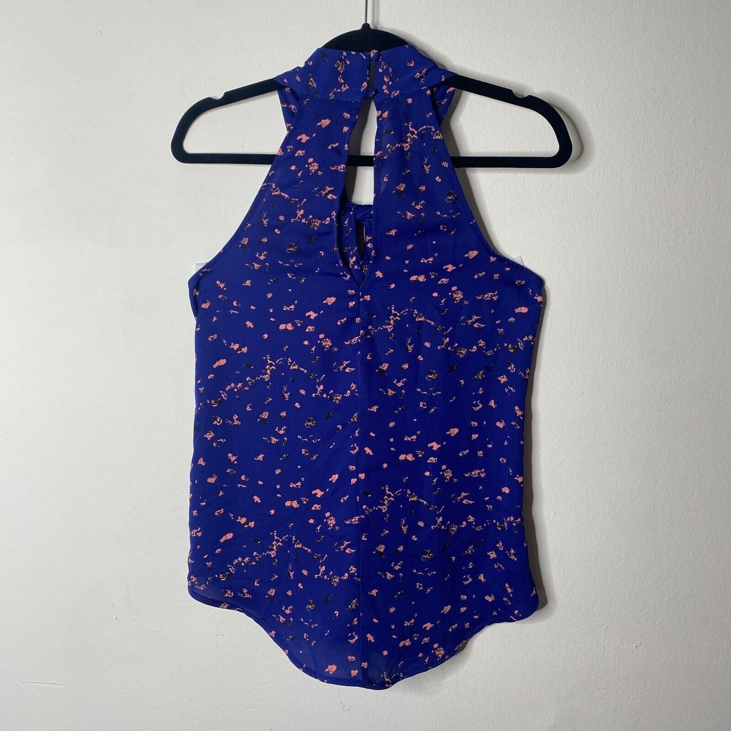 Allison Joy Twist Front Keyhole Halter Back Sleeveless Blue & Peach Tank top XS