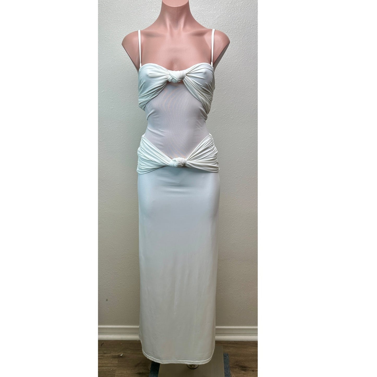 NWT Sasha Therese Amara Maxi Dress White XXS Sheer