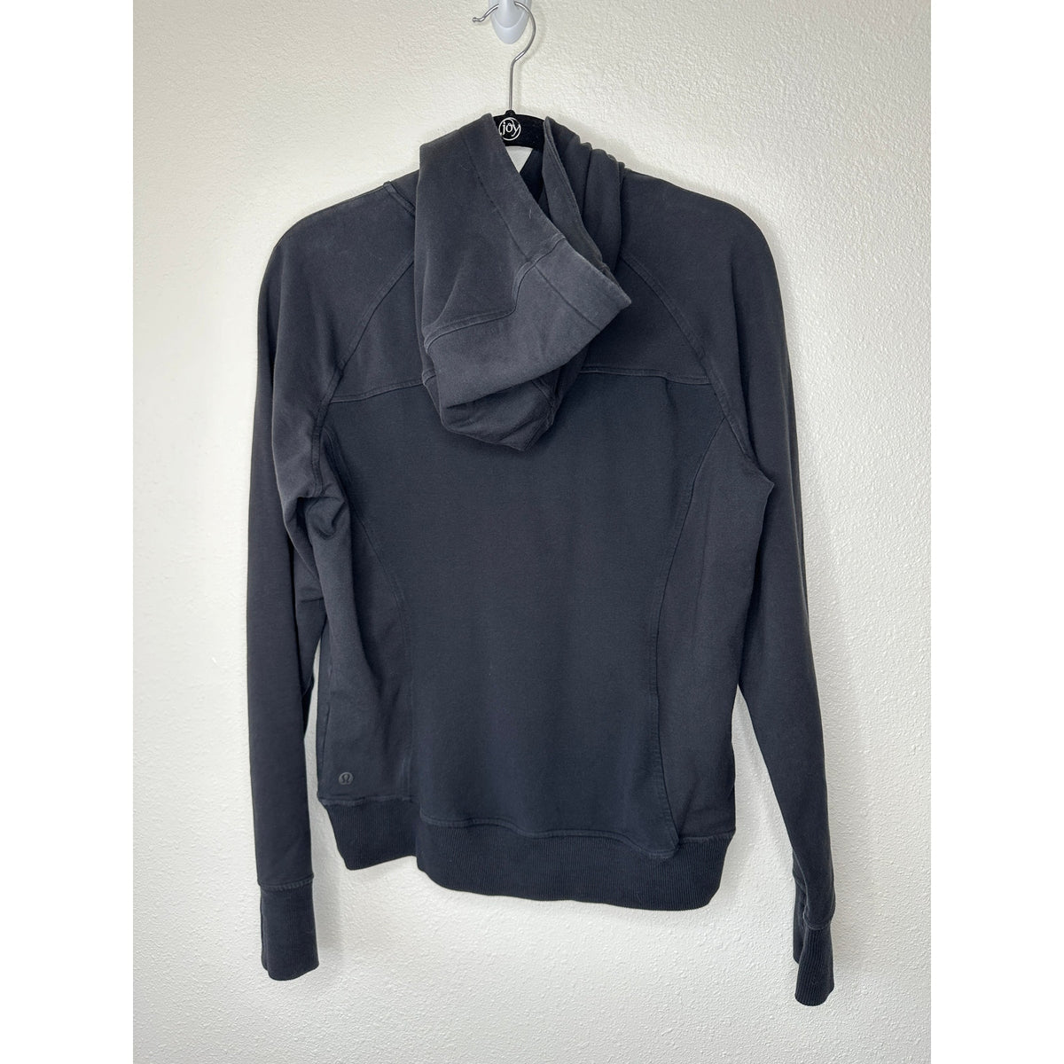 Lululemon Washed Black Long Sleeve Pullover Front Pocket Hoodie Sweater 4