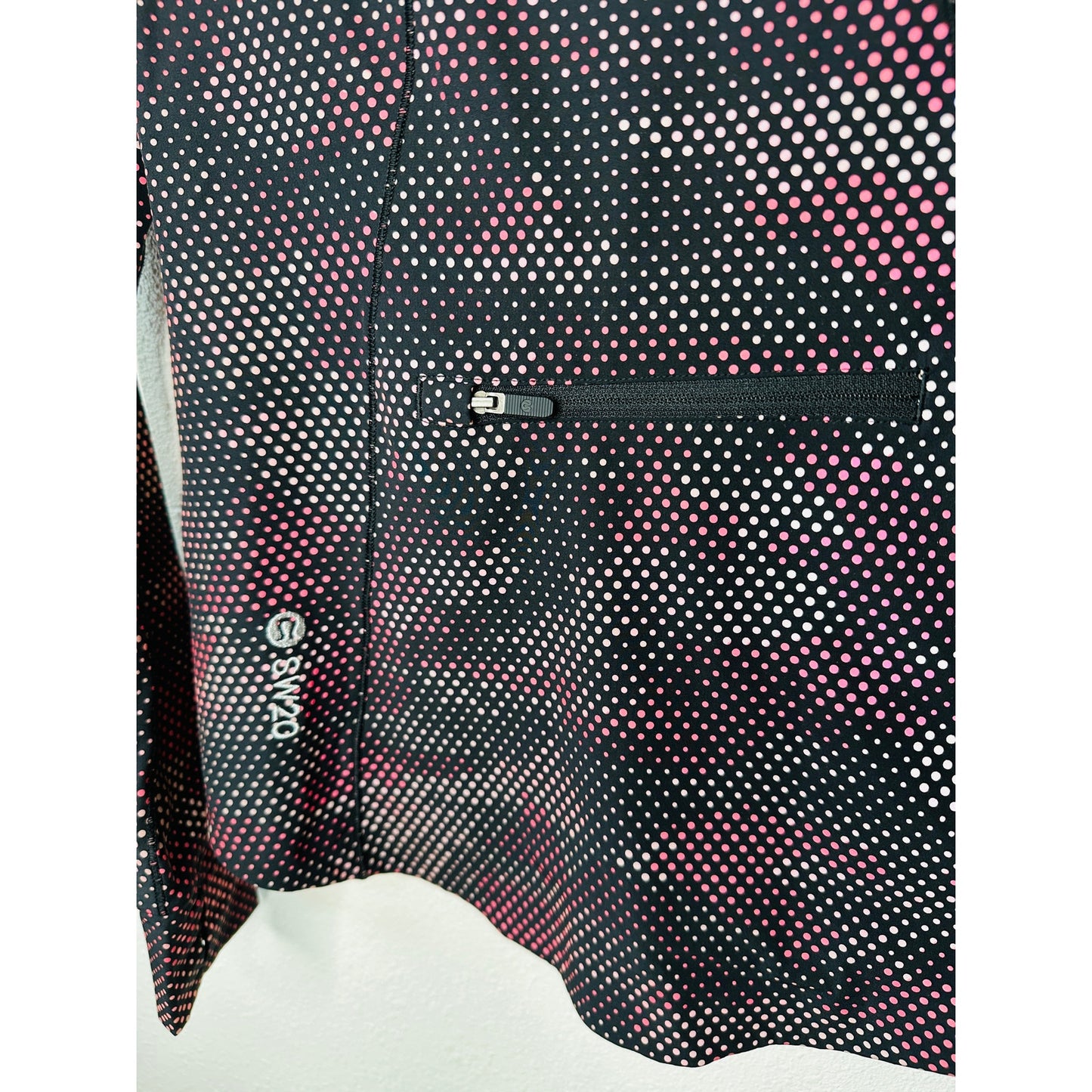 Lululemon Black Red Cream Polka Dot Camo Hooded Zip Front Jacket 6