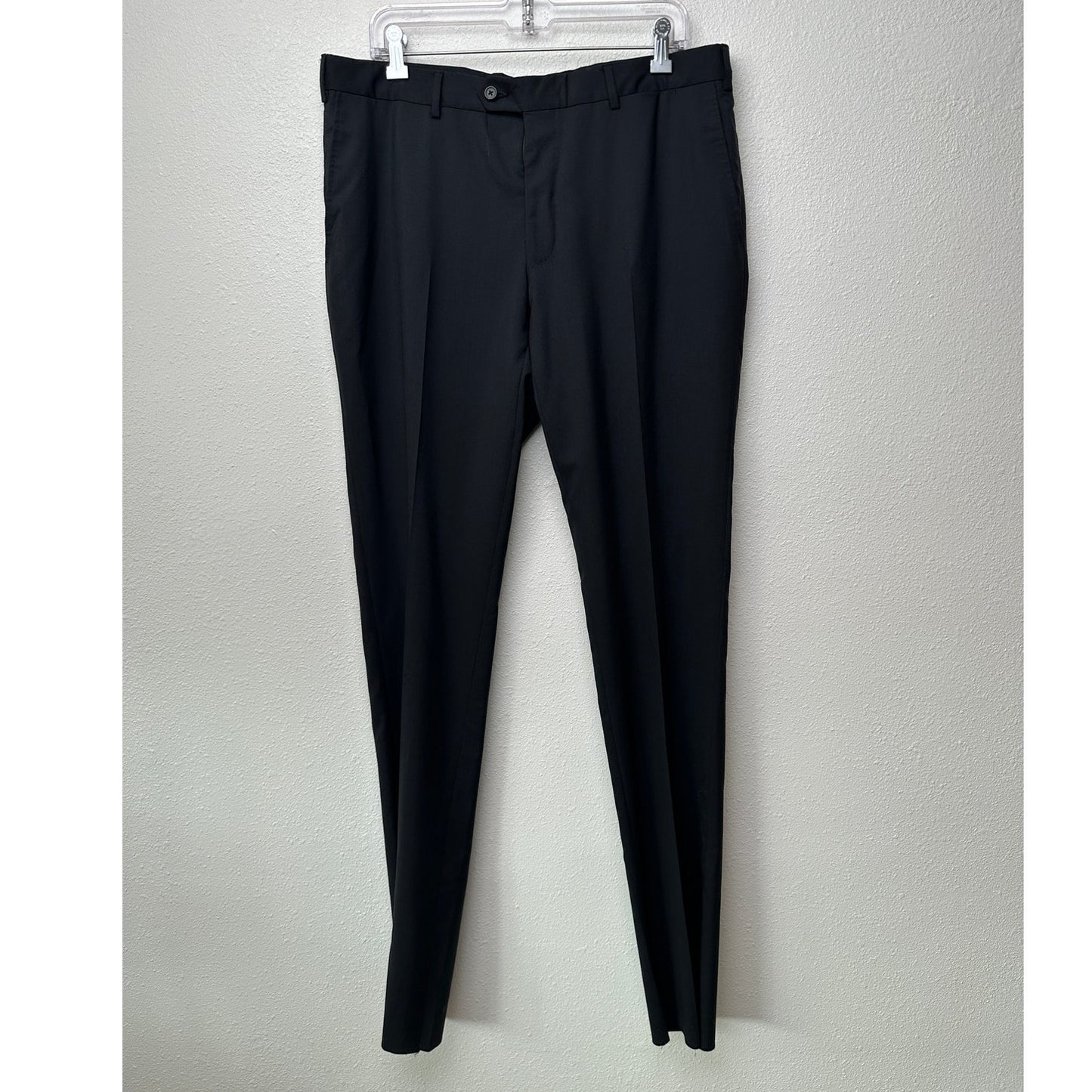 Lanvin Wool Dress Pants Black Men US 36 (EU 52) Flat-Front Trousers