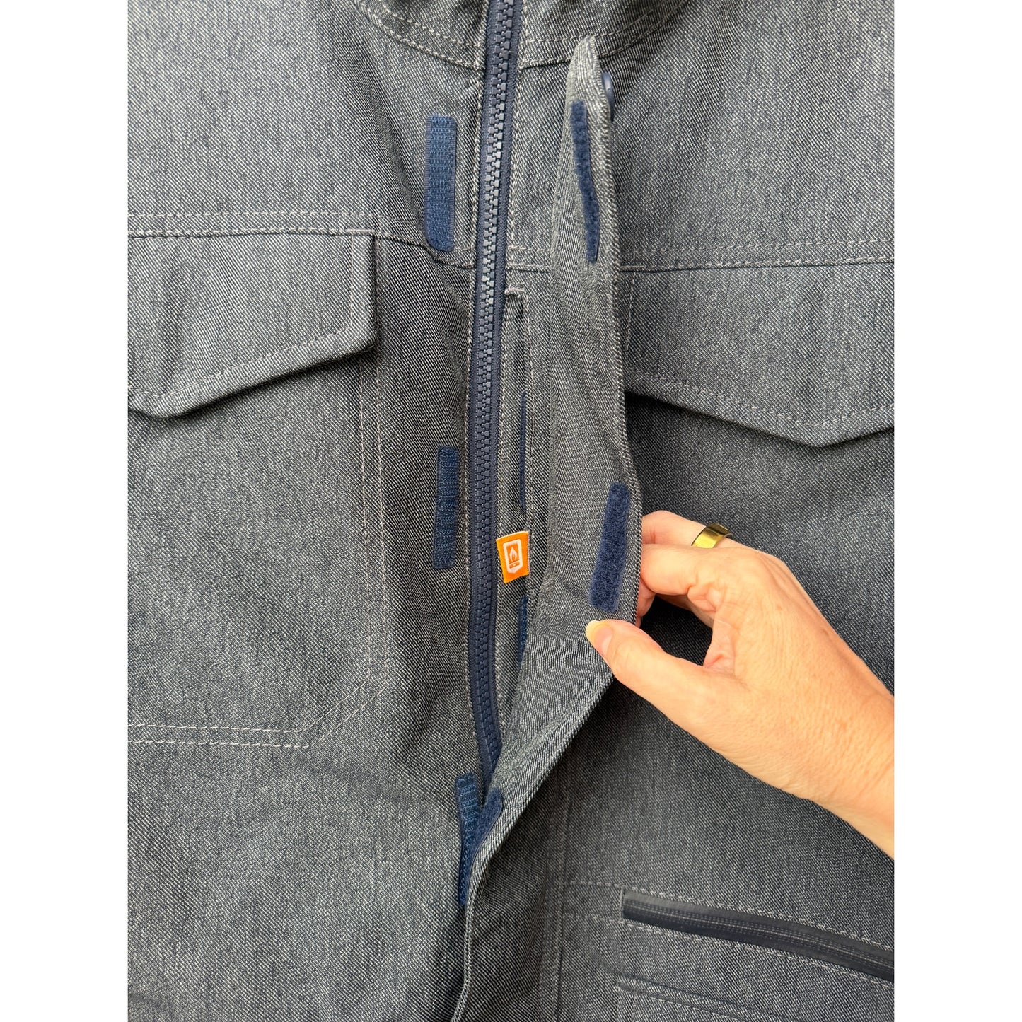 Burton Living Lining Snowboard Ski Jacket Heather Gray Blue Denim Mens Large