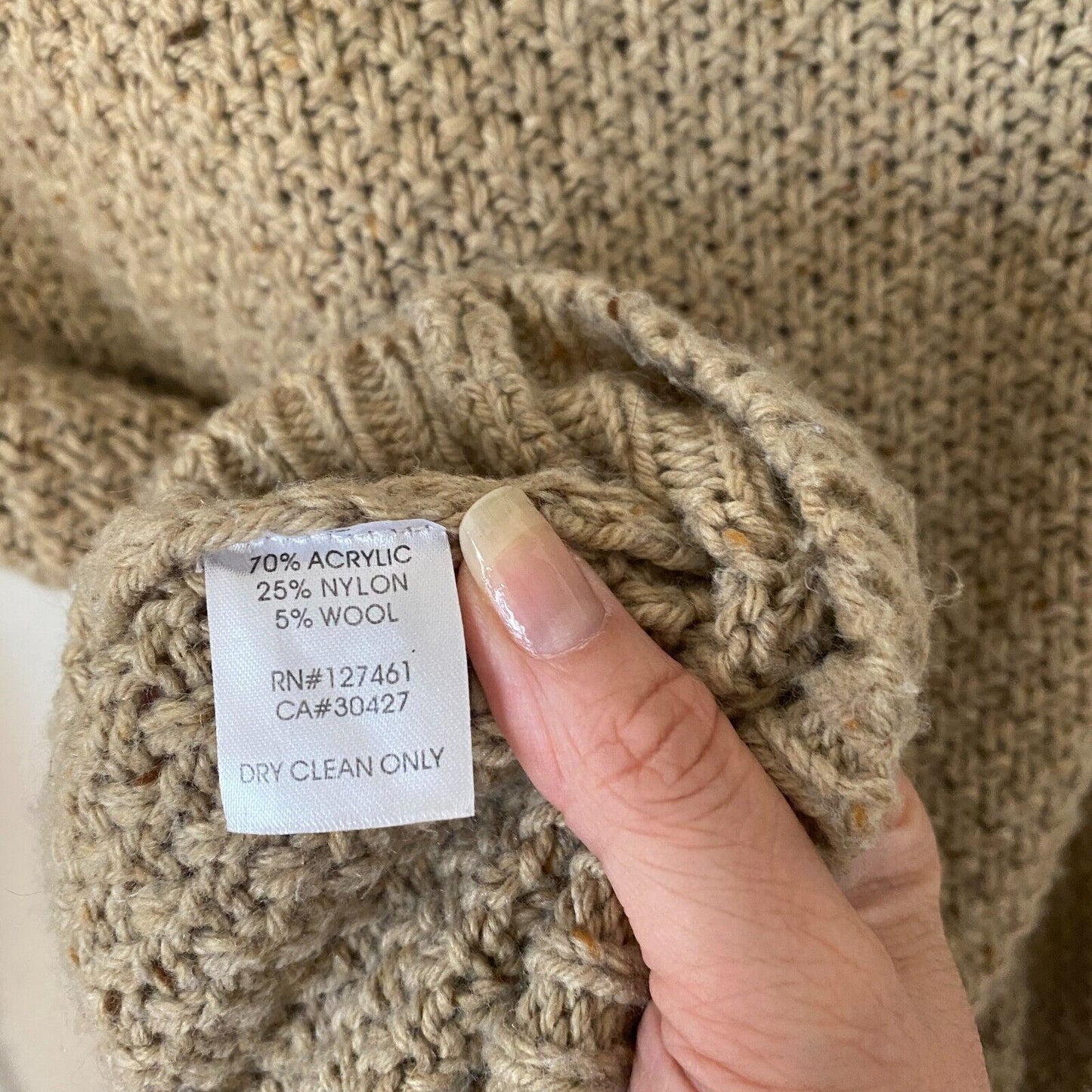 Wildfox Weekday Fuzzy Chunky Knit Design Oatmeal Tan Boxy Sweater Jumper S