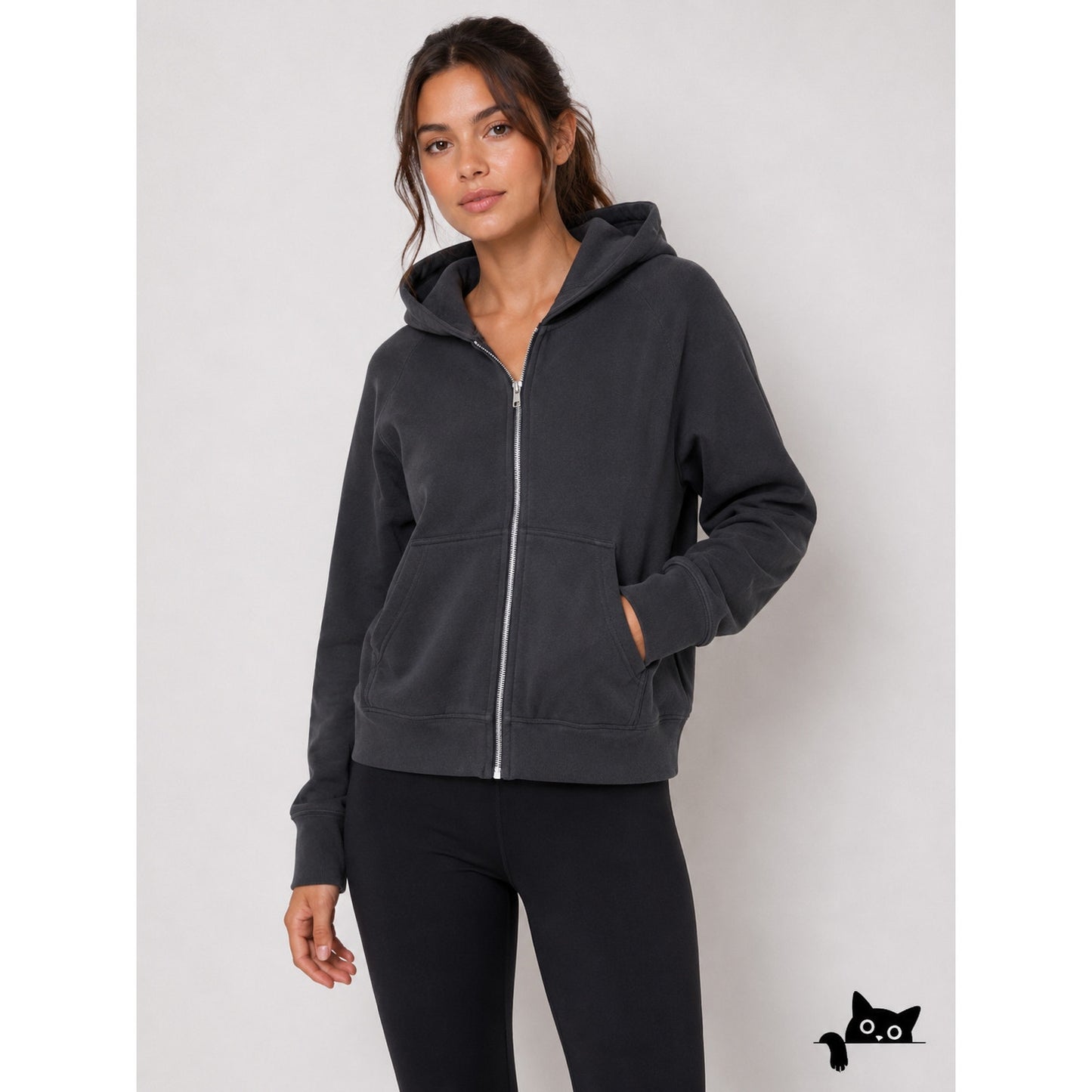 Lululemon Gray Black Long Sleeve Front Zip Pocketed Hoodie 6