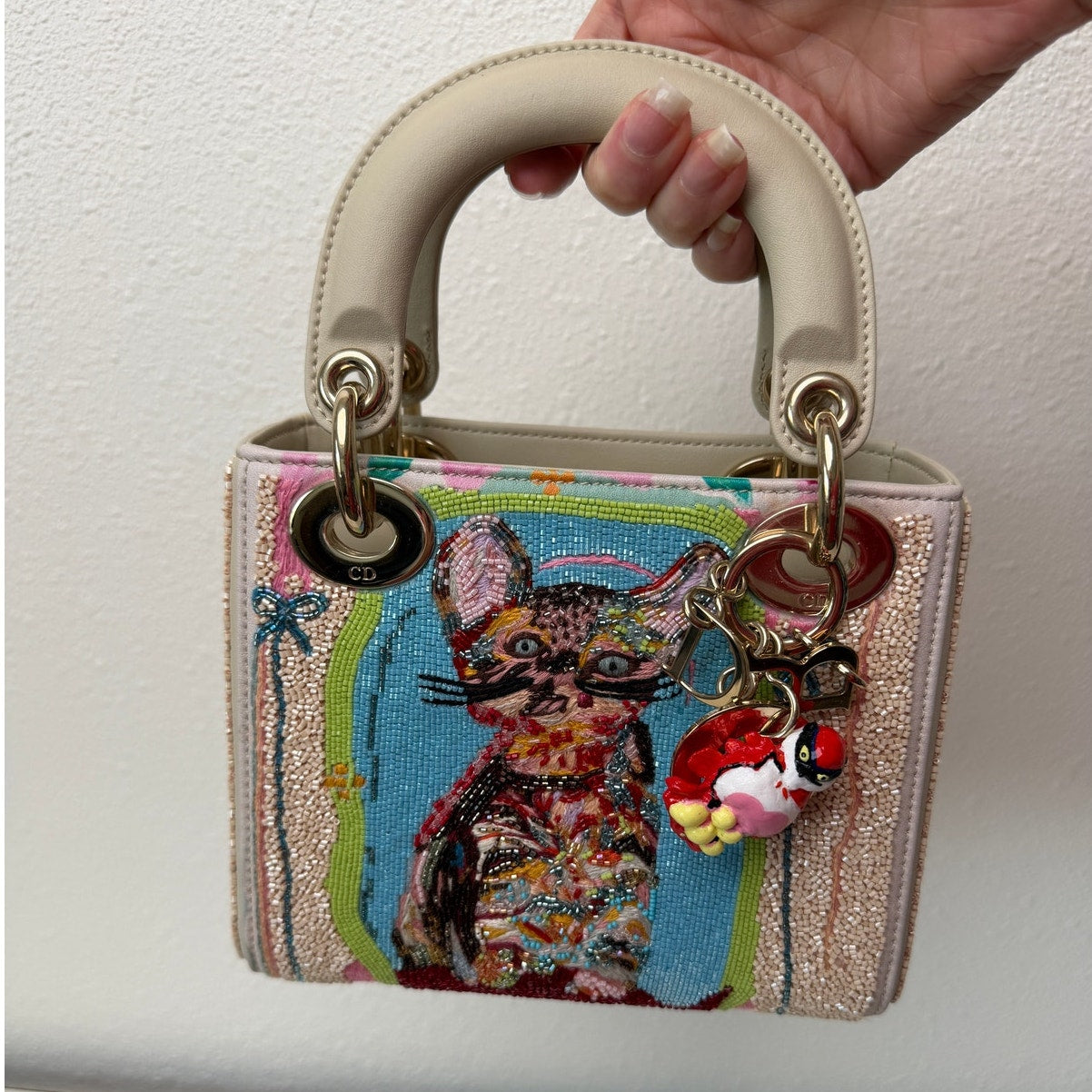 RARE Christian Dior Lady Art #6 Genevieve Figgis Mini Lady Dior Beaded Bag