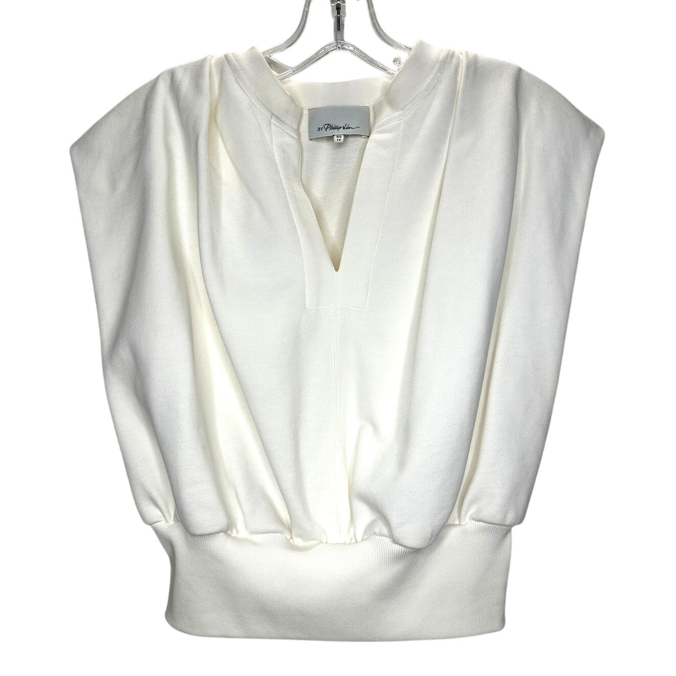Phillip Lim Ivory Sleeveless Front V Draped Shoulder Ribbed Hem Vest XS