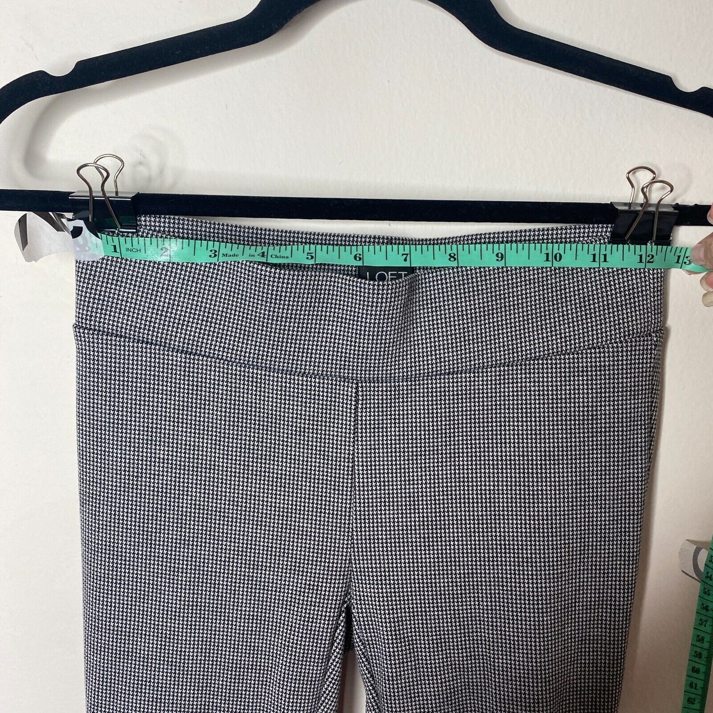Loft Black White Gray Houndstooth Ankle Button Skinny Stretch Pant Jeggings XXS
