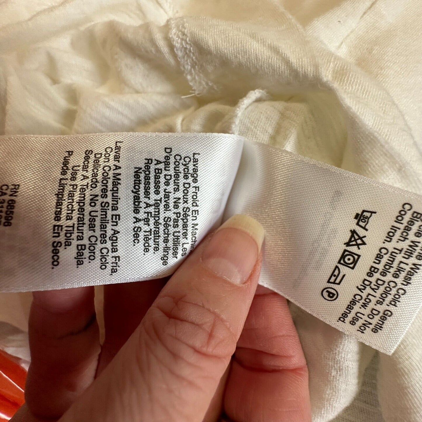 DKNY Ultra Soft Cream Short Sleeve Side Slit Round Neck Boxy Crop Top L