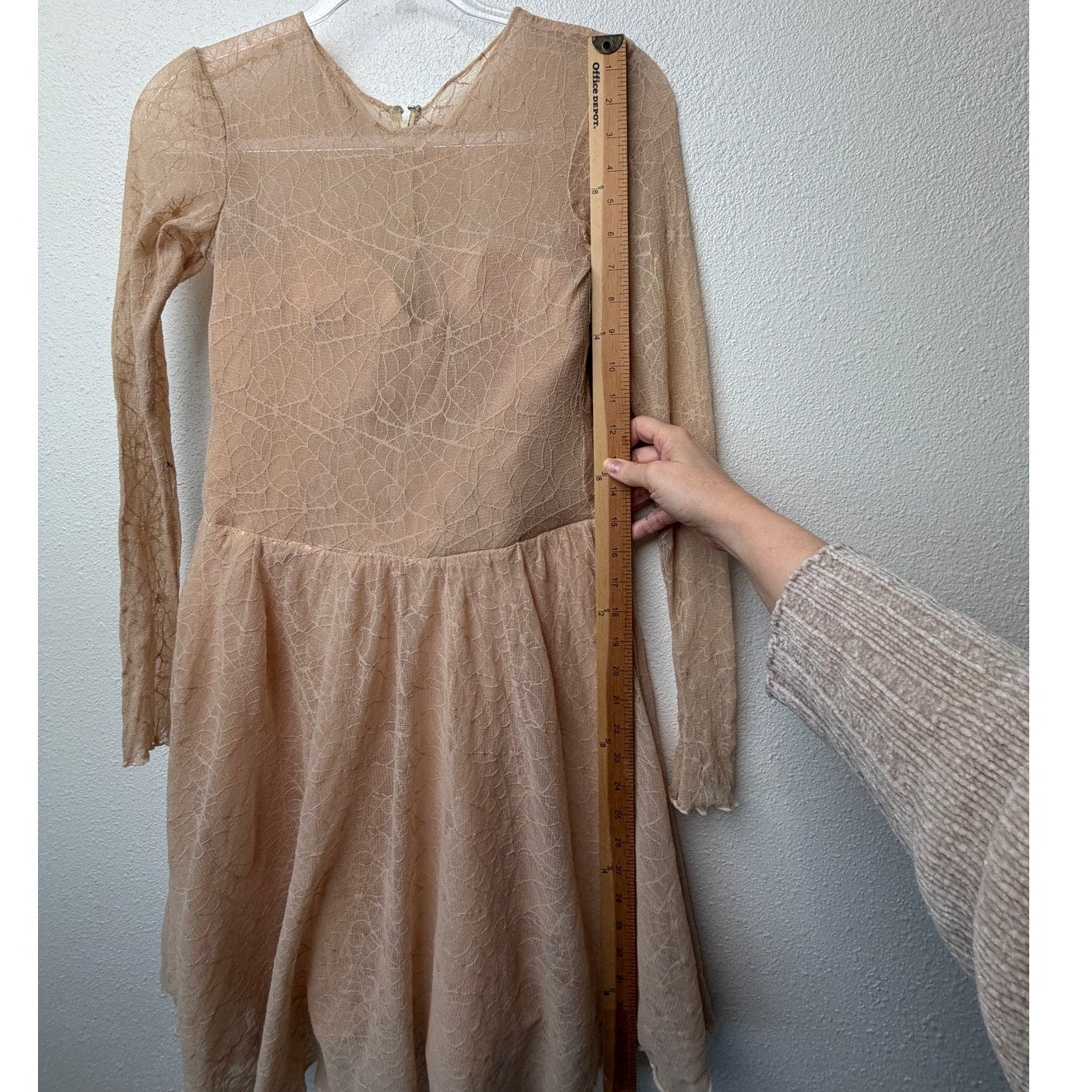 Ninivah Khomo Tan Lace Long Sleeve Mini Dress US XS/S