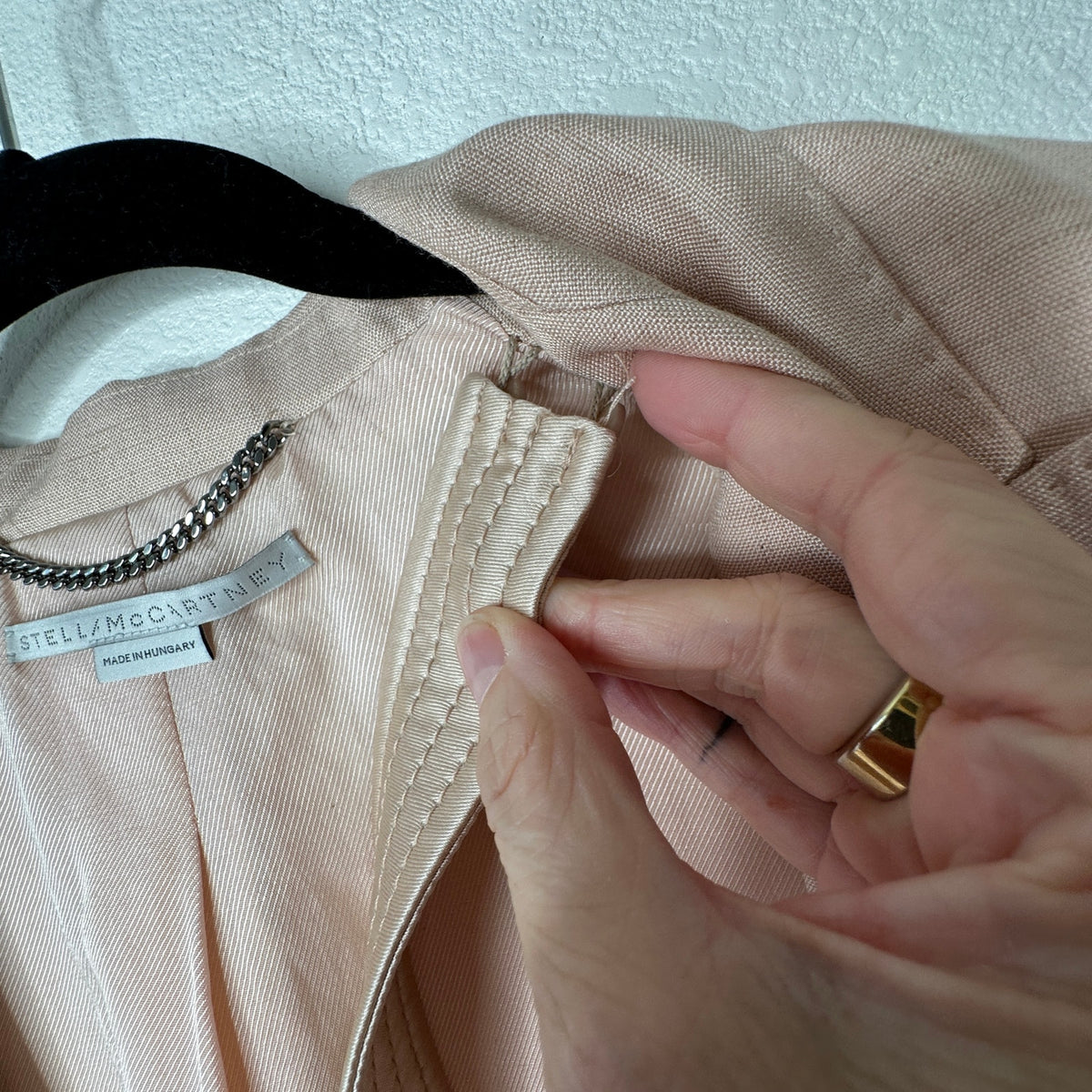 Stella McCartney Light Peach Front Button Viscose Linen Blazer Jacket 42
