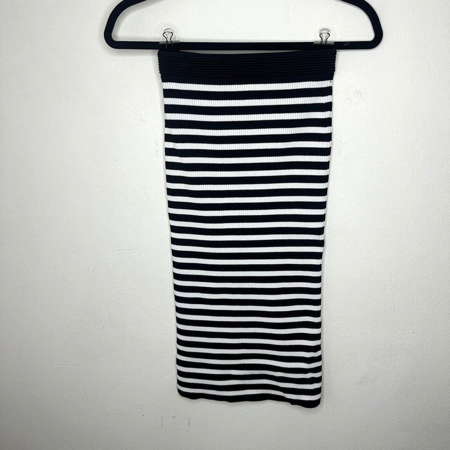 Michael Kors Black & White Striped Stretch Bodycon Tube Maxi Skirt XXS