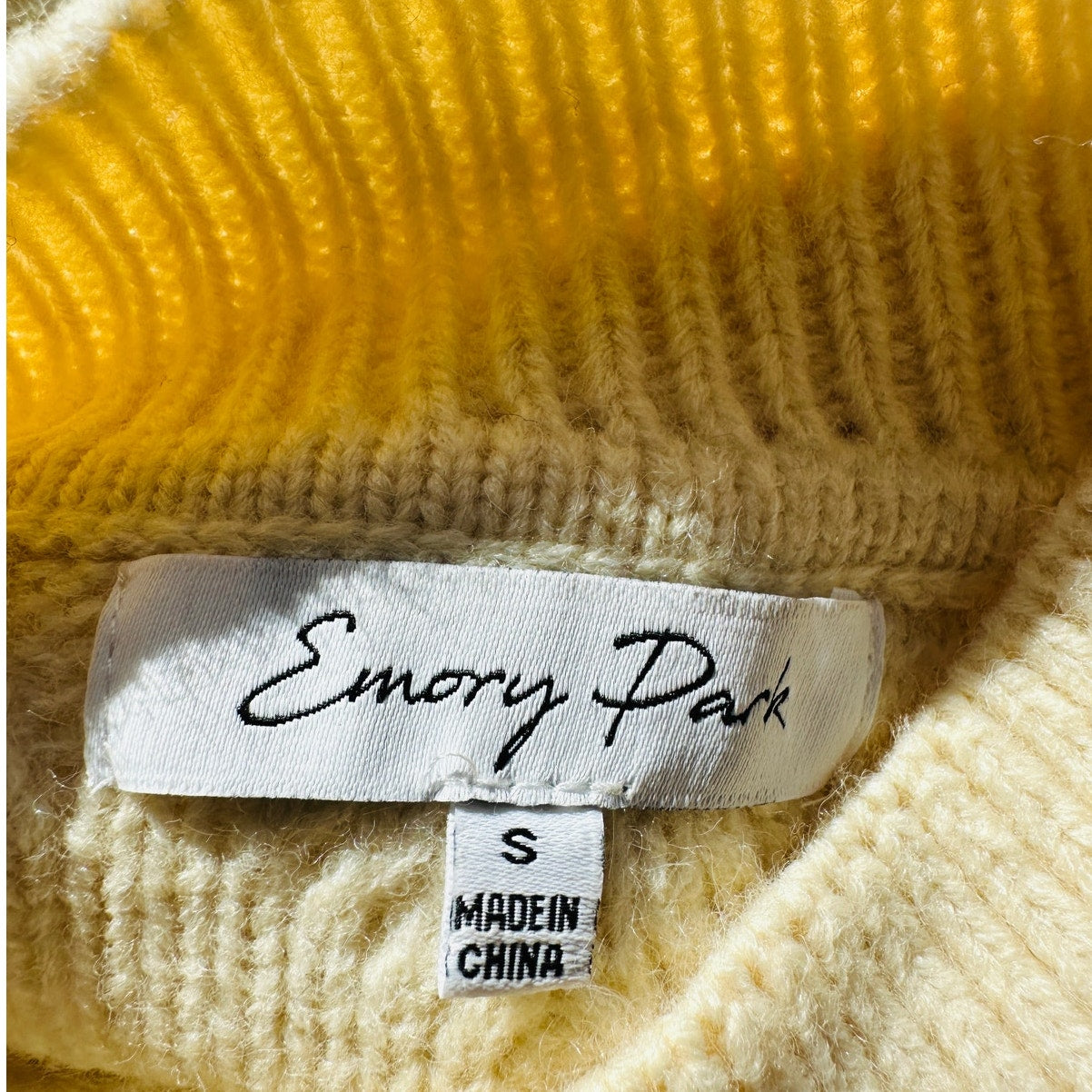 Emory Park Cream Mock Neck Geometric Knit Sweater Vest S