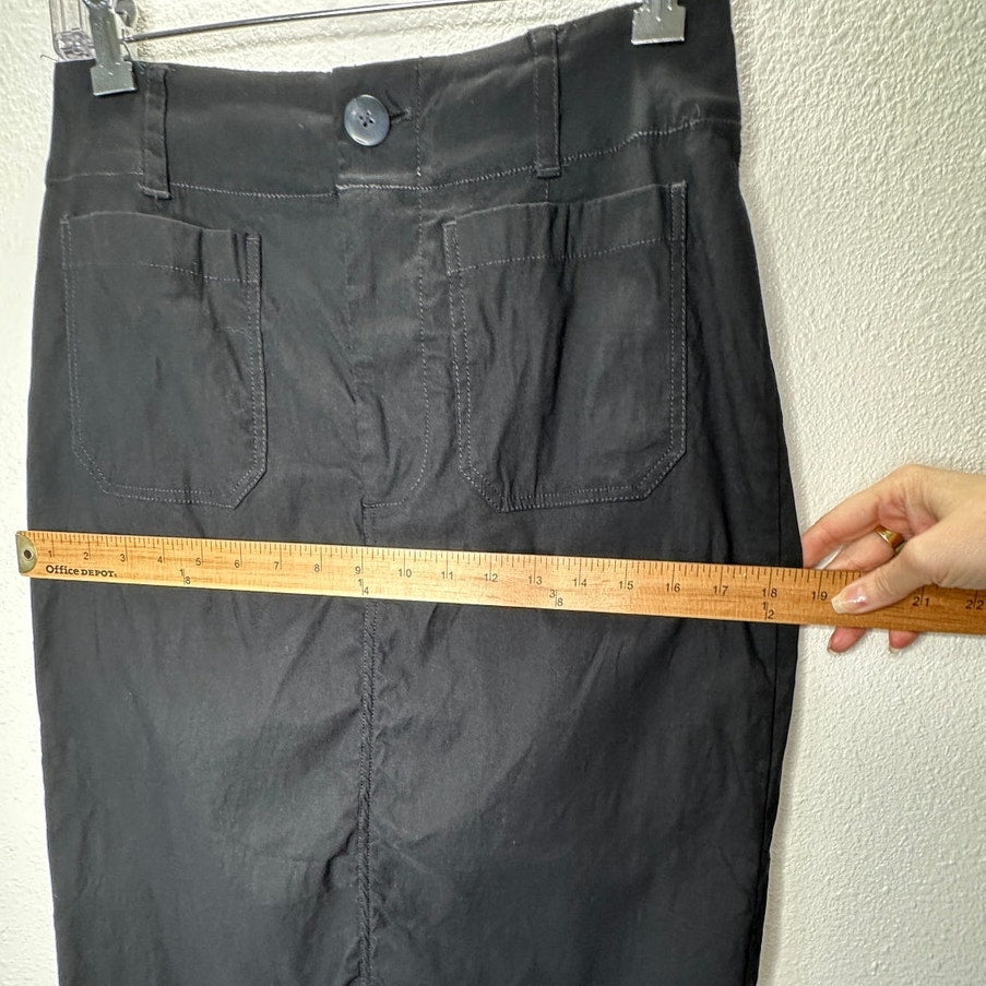 Maeve Black Colette Form Fitting High Rise Front Zip Maxi Skirt S