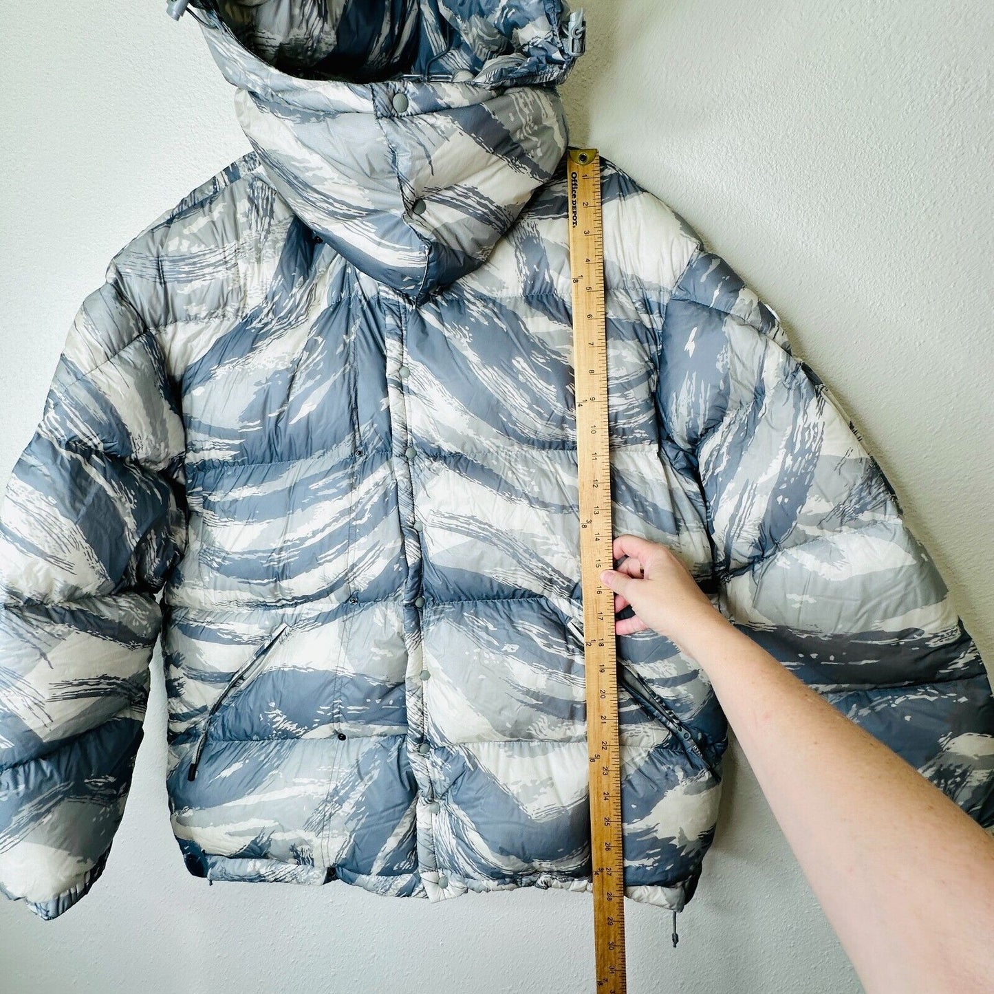 Moncler Genius Muted Cream Blue Gray Sage Army Paint Swatch Hooded Down Jacket S