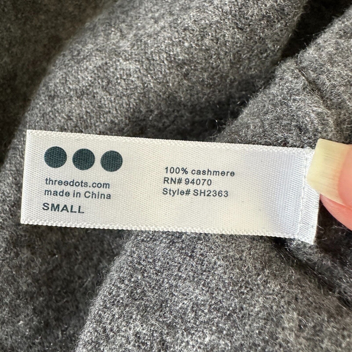 Three Dots 100% Cashmere Carbon Gray Boxy Turtle Neck Long Sleeve Sweater Small