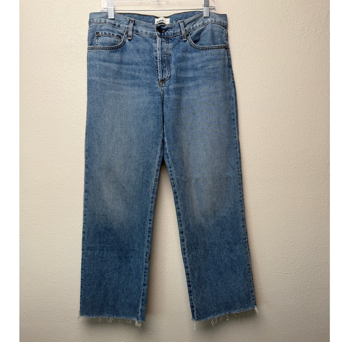 ASKK NY Berkeley Low Rise Straight Jeans Raw Hem Women's US 29