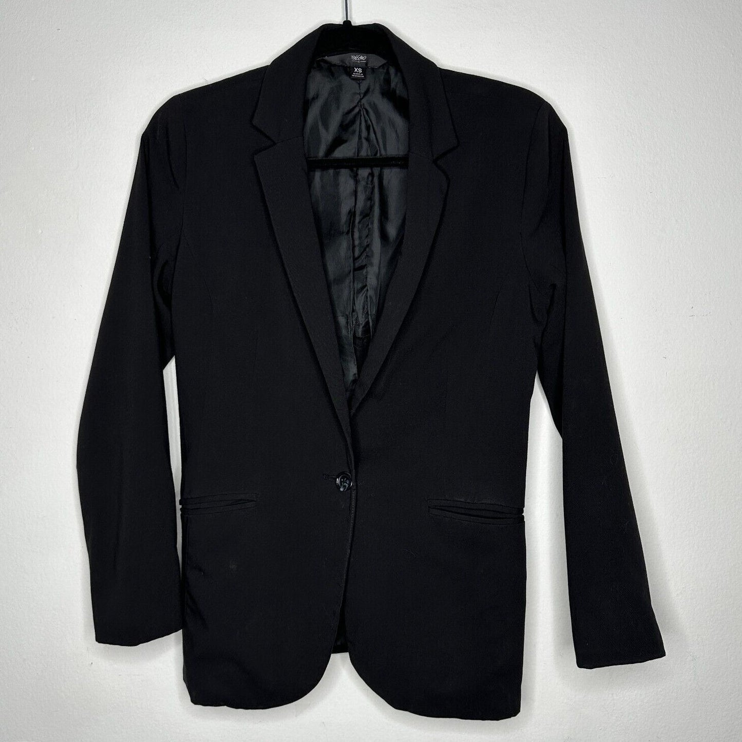 Mossimo Jet Black One Button Welt Pockets Casual Blazer Jacket Size XS