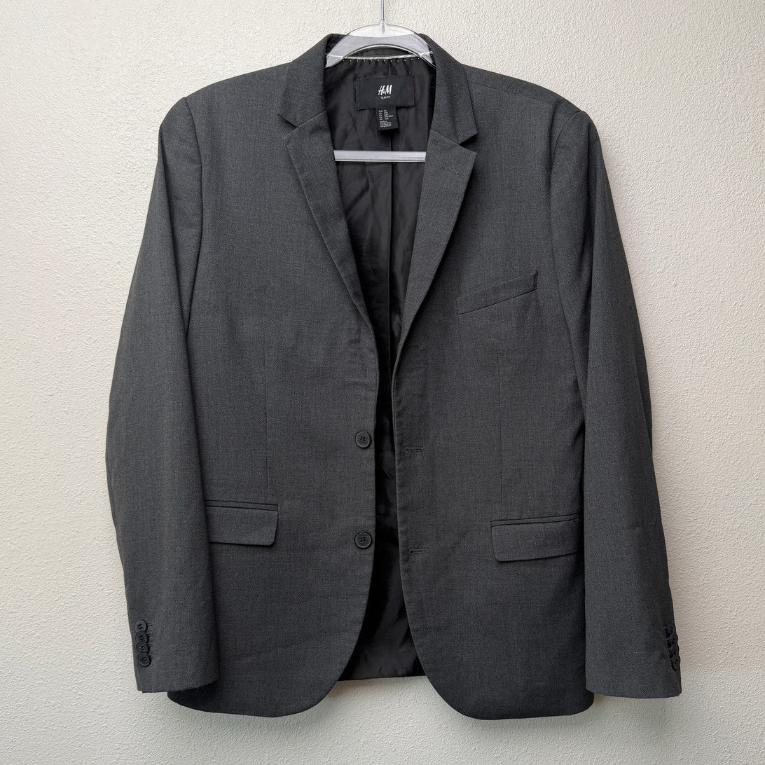 H&M Slim Fit Charcoal Gray Two Button Blazer Suit Jacket Men's US 40R