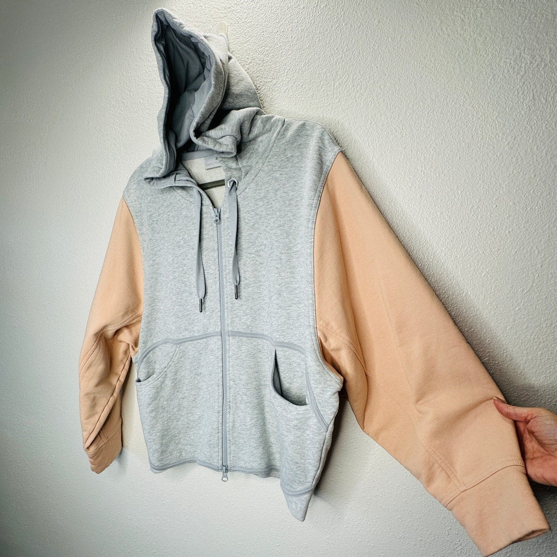 NWOT Stella McCartney x Adidas Heather Gray Peach Hoodie Zip Sweater L