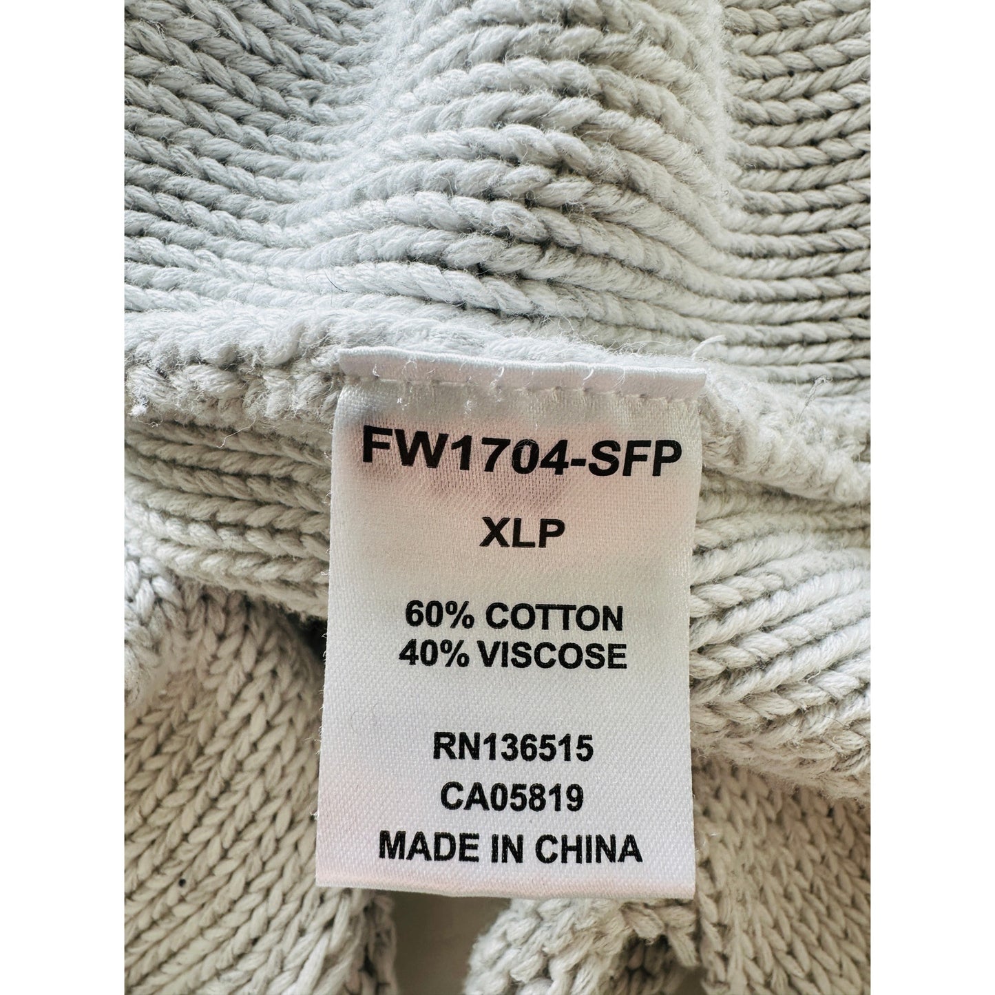 Stitches & Stripes Light Gray Crew Neck Distressed Back Sweater XL