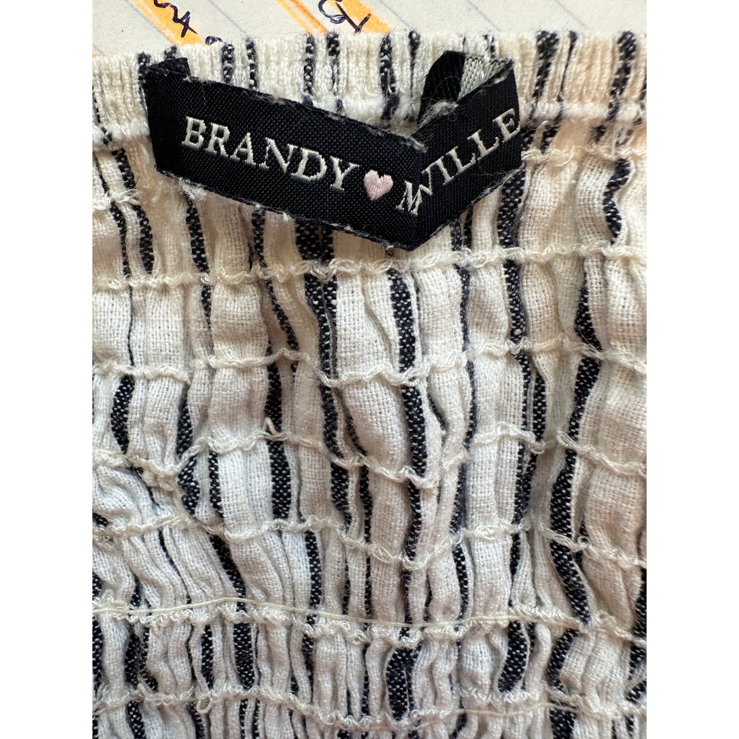 Brandy Melville Astrid White & Black Stripe Button Down Crop Top