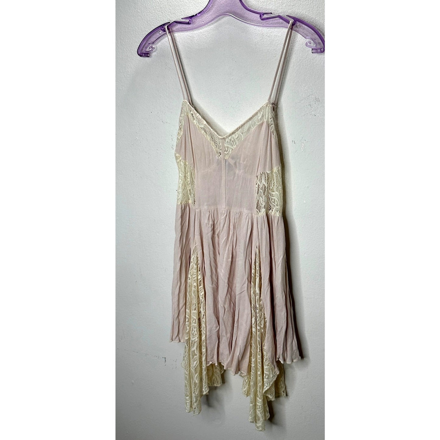 Catch Me Light Pink & Cream Lace Babydoll Mini Dress Small