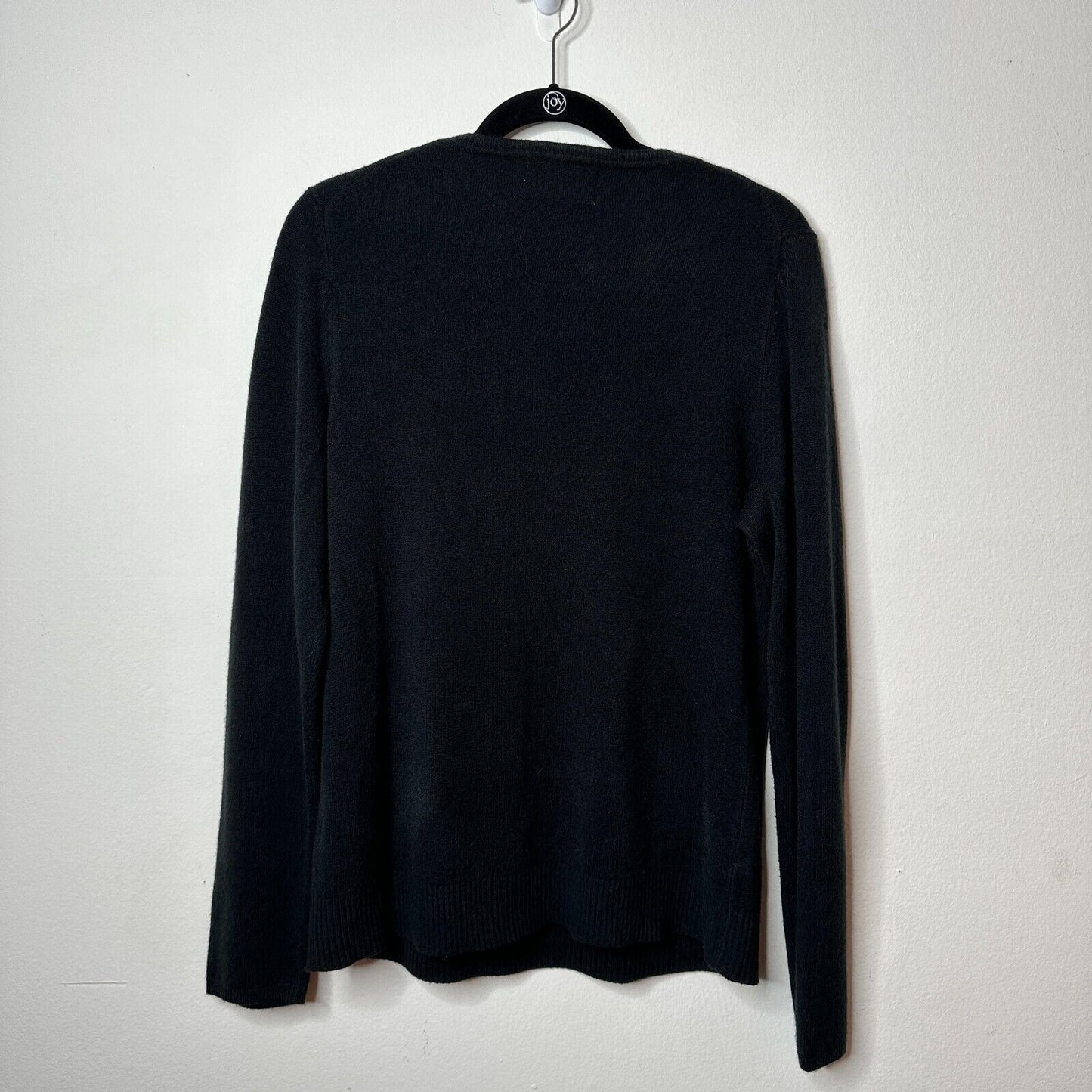 Debbie Morgan Solid Black Round Neck Long Sleeve Banded Waist Sweater L