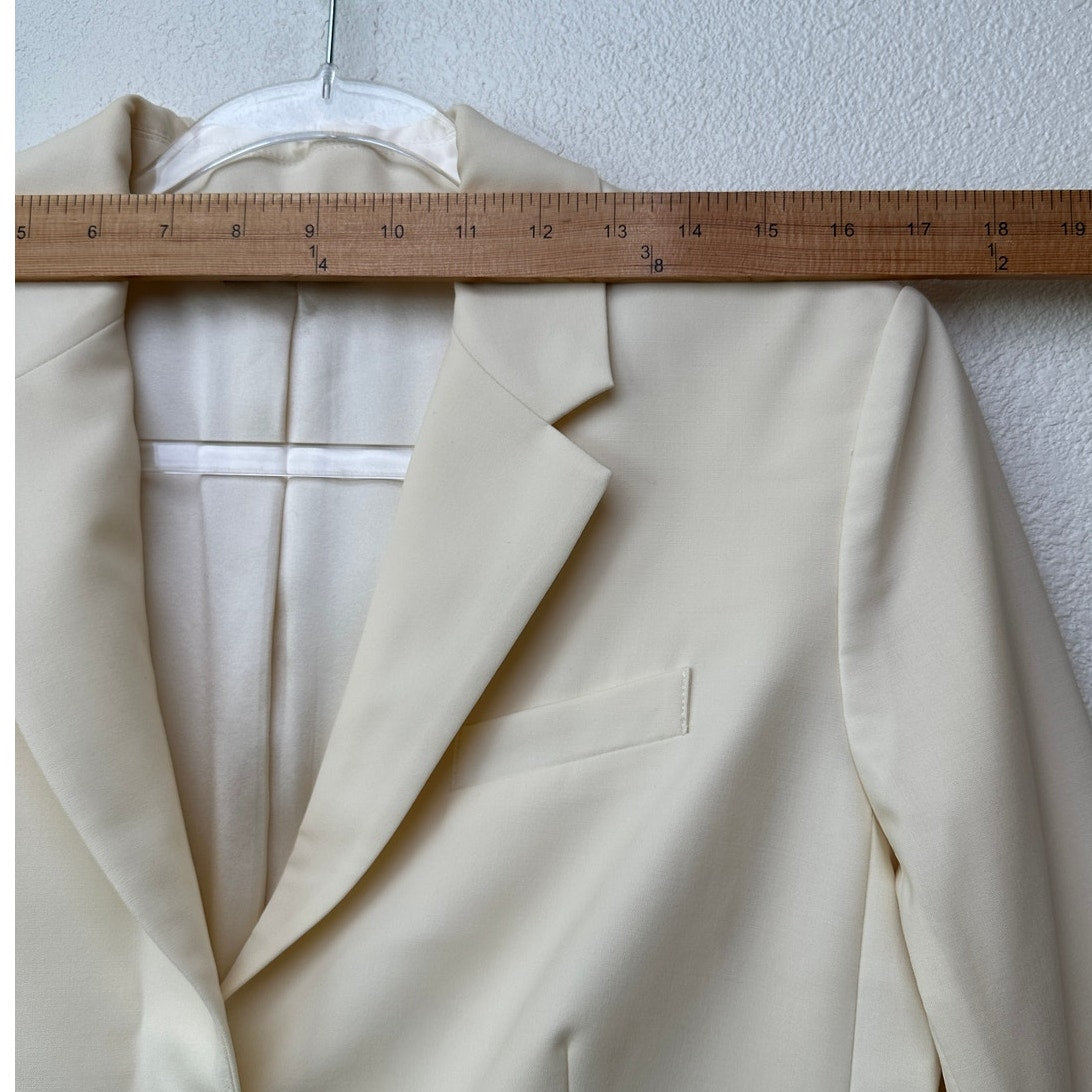 The Row Cream Wool-Silk Two-Button Blazer Jacket Women’s 14