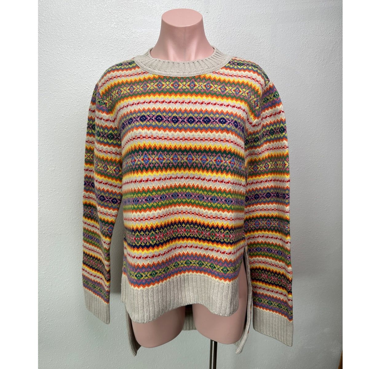 Stella McCartney Multicolor Zigzag Wool Women’s US 10 (EU 44) High Low Sweater
