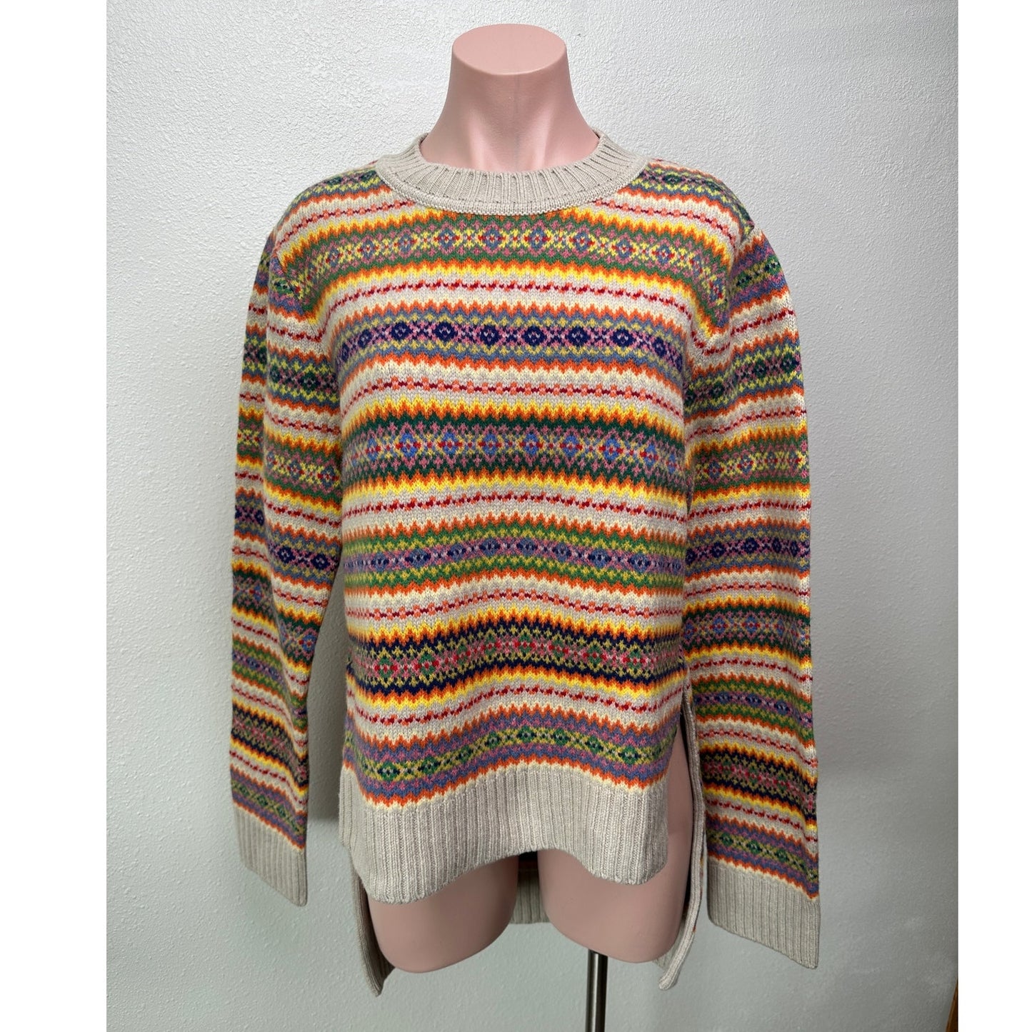 Stella McCartney Multicolor Zigzag Wool Women’s US 10 (EU 44) High Low Sweater