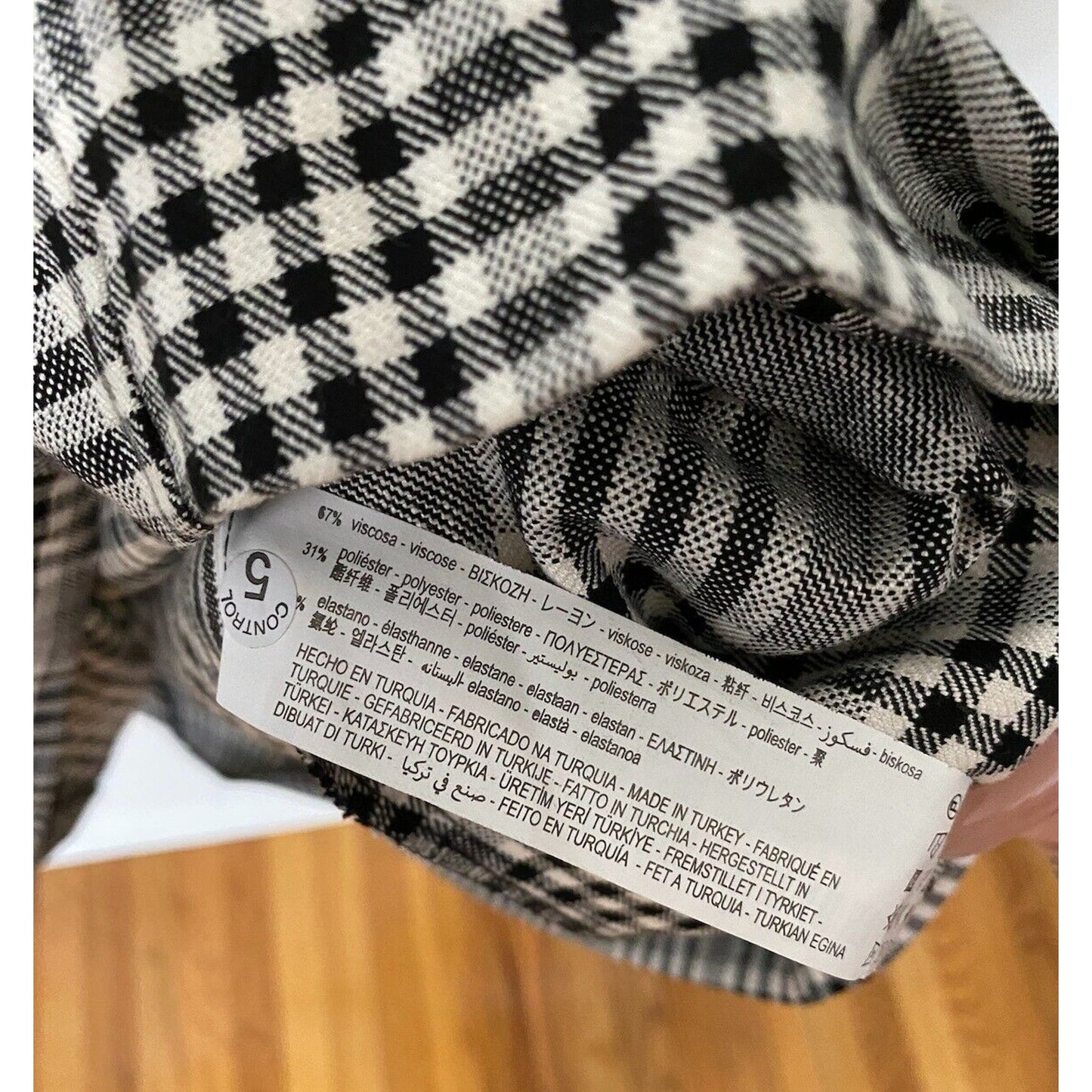 Zara Cute Gingham Plaid Shift Dress Short Sleeve Small Black and White Small