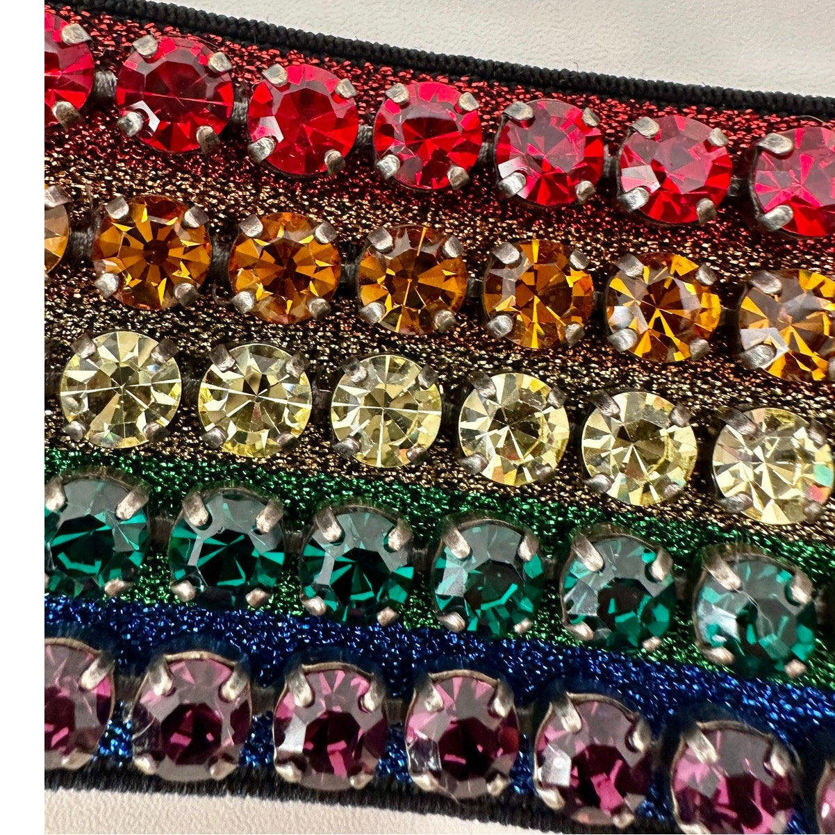 Gucci Multicolor Rhinestone Rainbow Stretch Headband