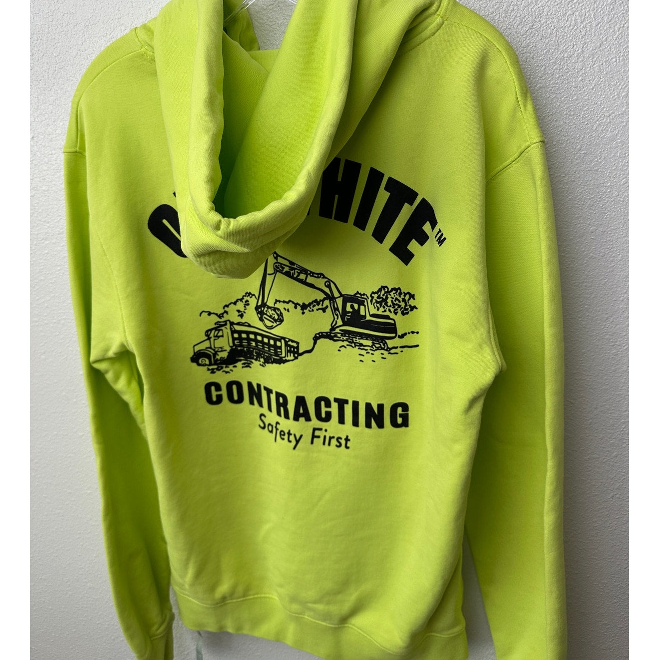 Off-White Contracting Graphic Print Hoodie Lime/Yellow Unisex S