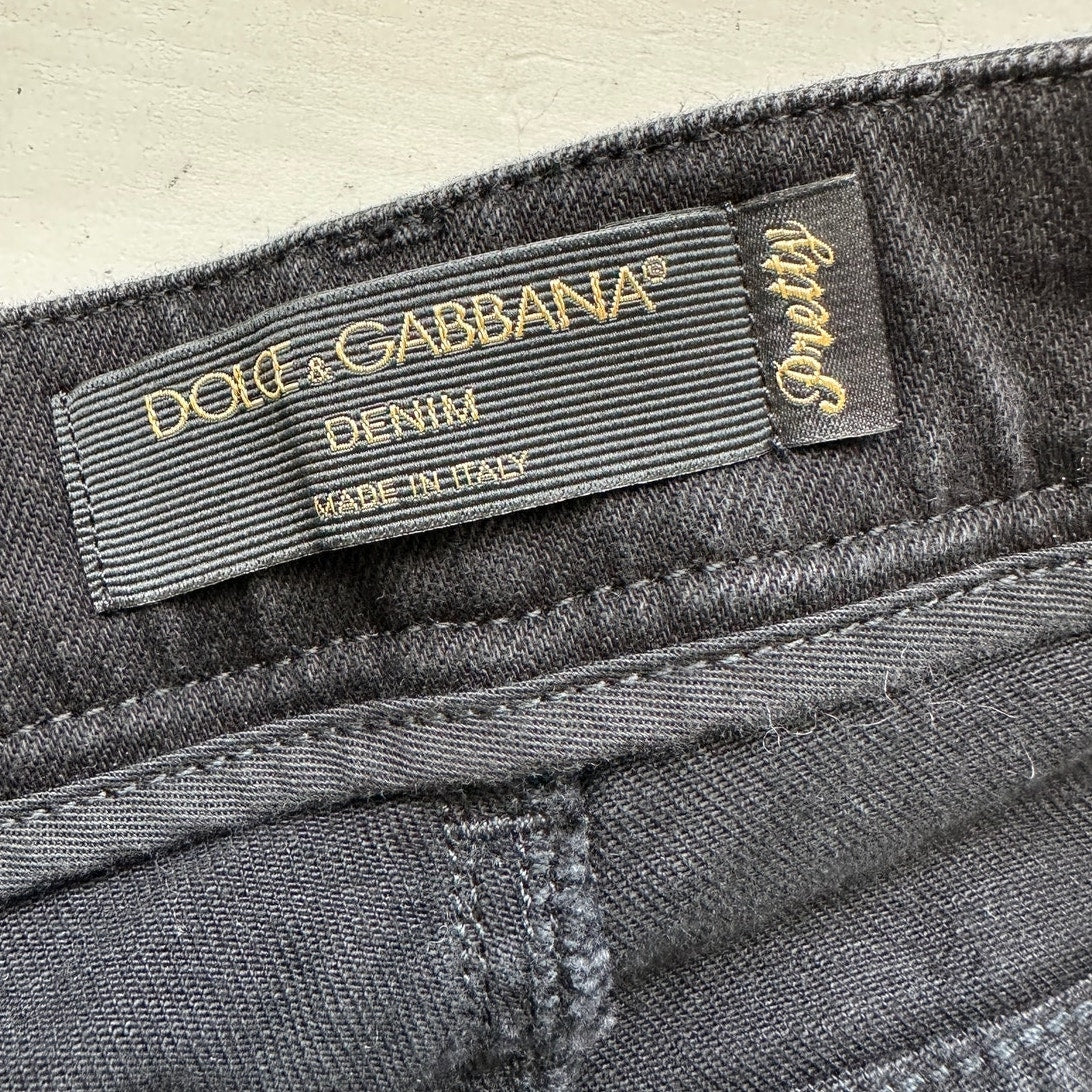 Dolce & Gabbana Black Pretty Skinny Jean Red Patch Hearts on Back 44 / L