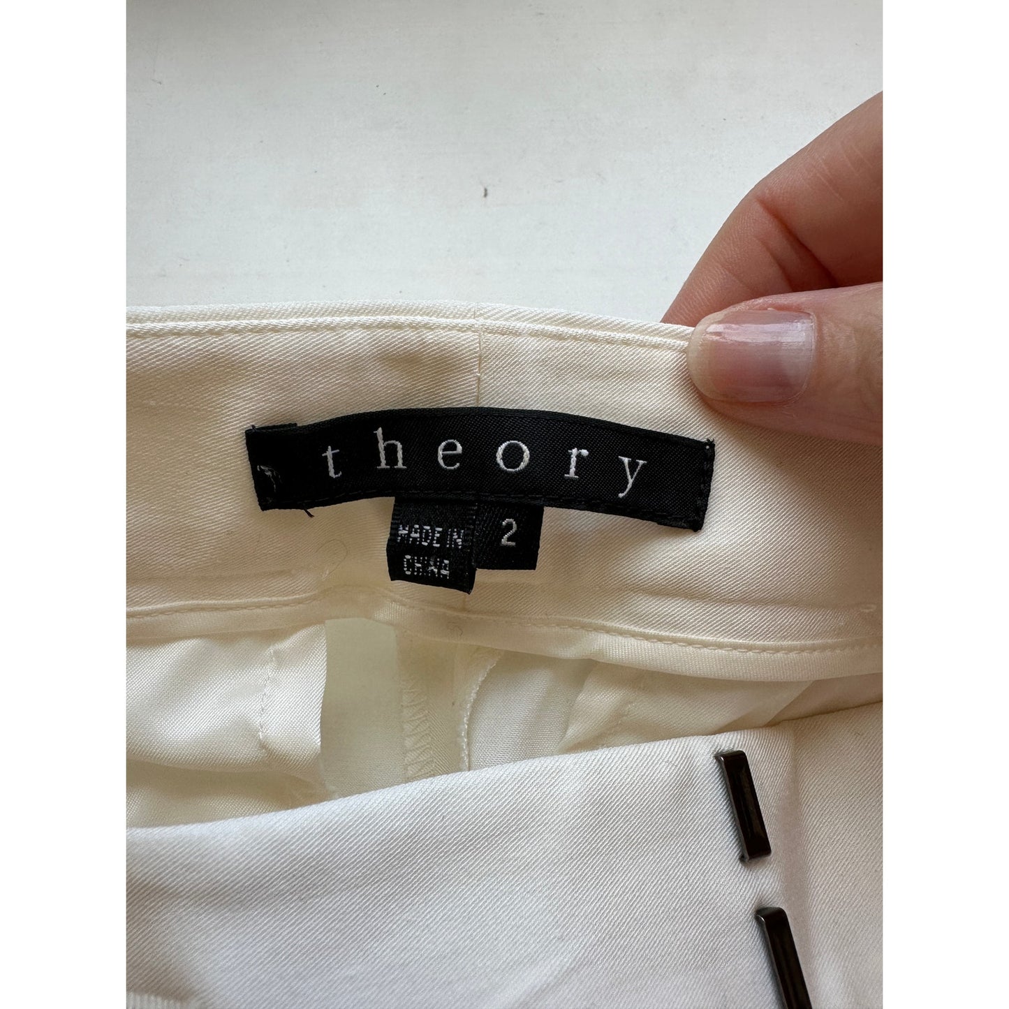 Theory Ivory Ibbey Crepe Crop Slash Pockets Skinny Trouser Pants 2