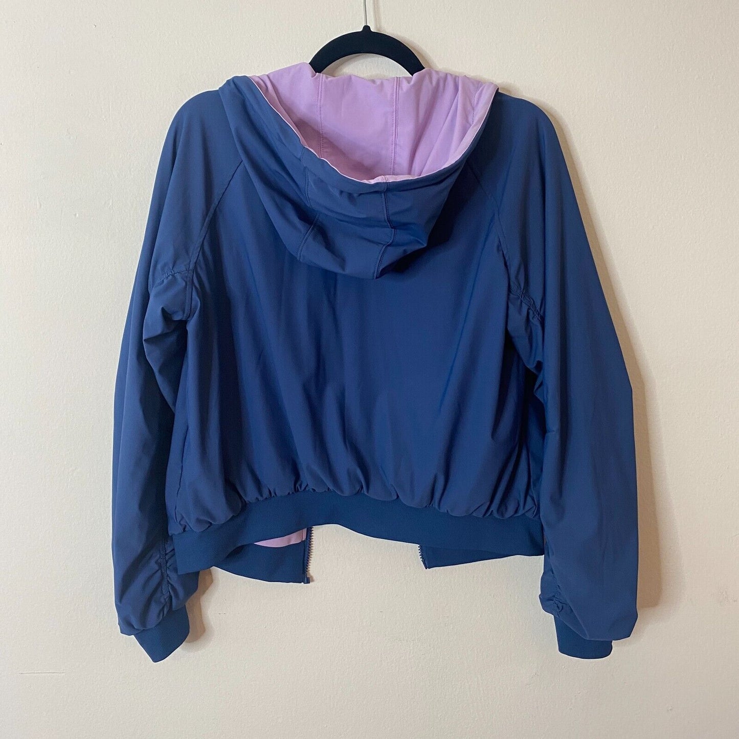 Lite Weight Blue & Lilac Reversible Zip Hoodie Windbreaker Jacket Ruche Sleeves