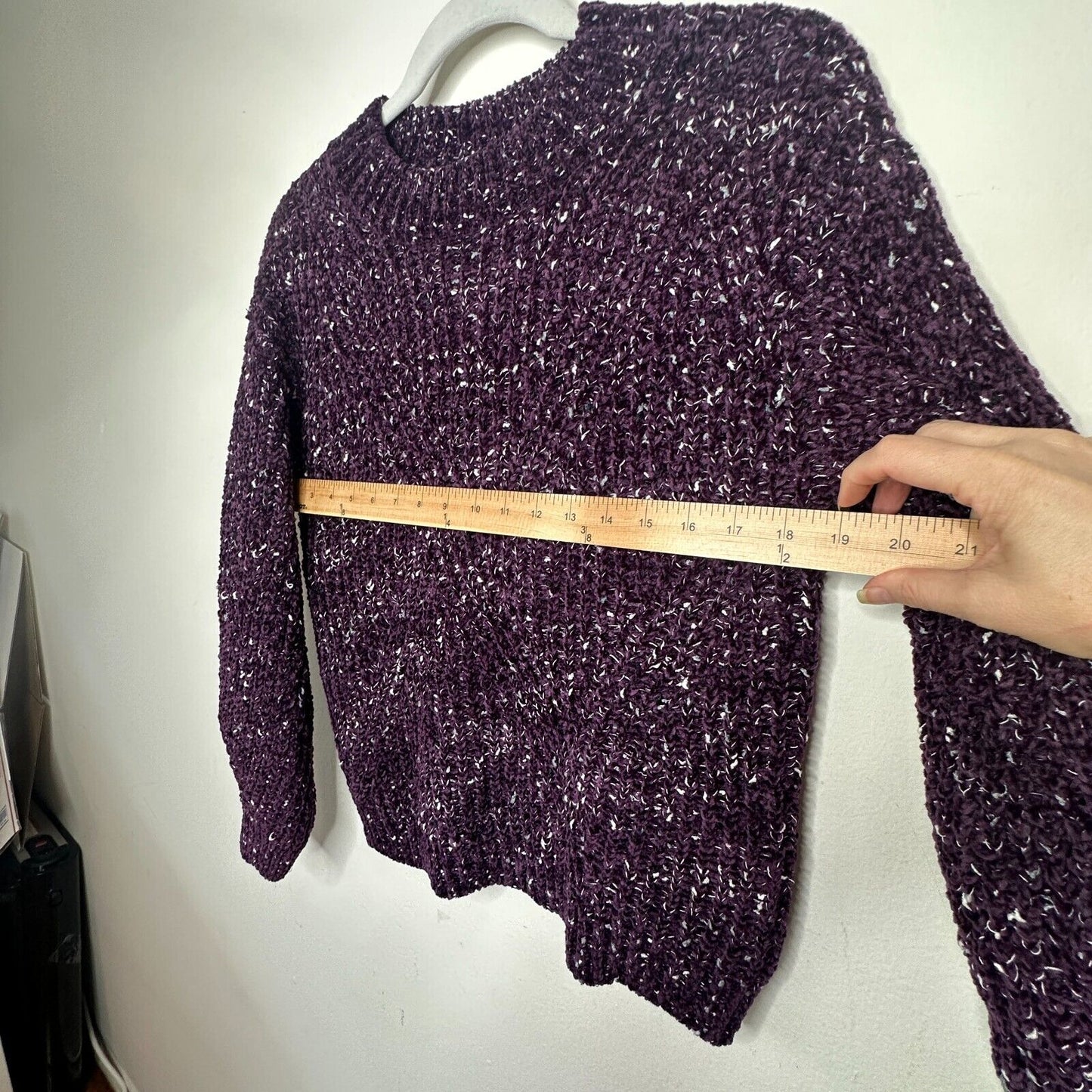 Calvin Klein Aubergine Soft Chenille Crewneck Pullover Long Sleeves Sweater XS