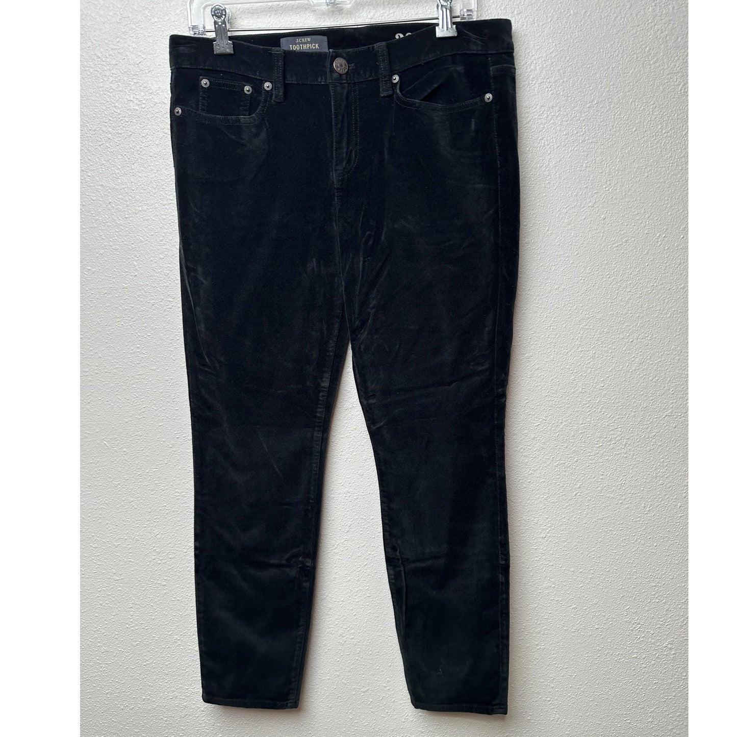J.Crew Pants Black Velour Womens US 30 Toothpick Ankle