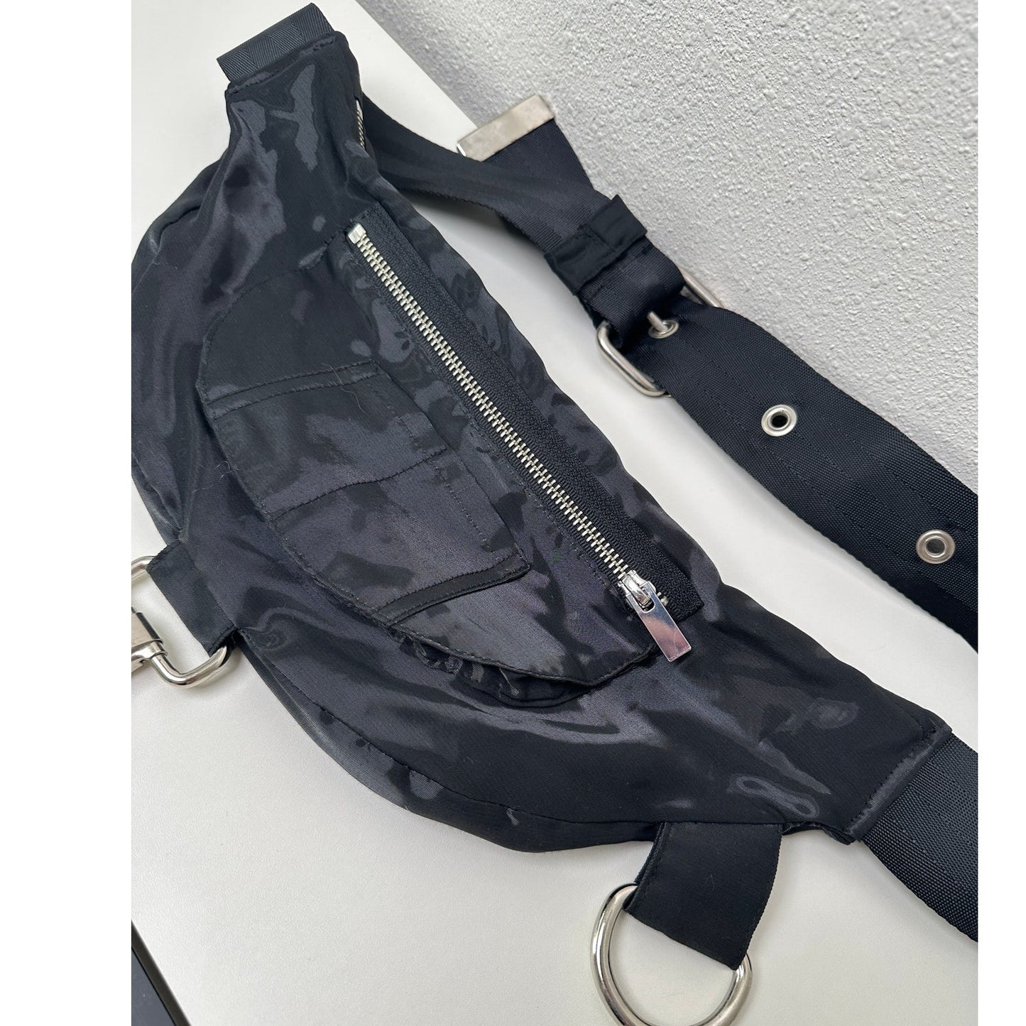 Strike Oil Shiny Canvas Belted Felt Fanny Pack