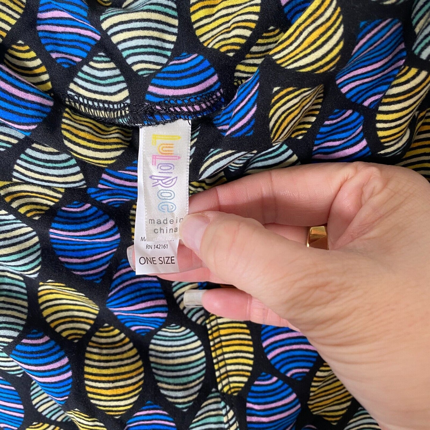 NWT LuLaRoe Black Blue & Yellow Green Pink Multi Egg Design Leggings Pants OS