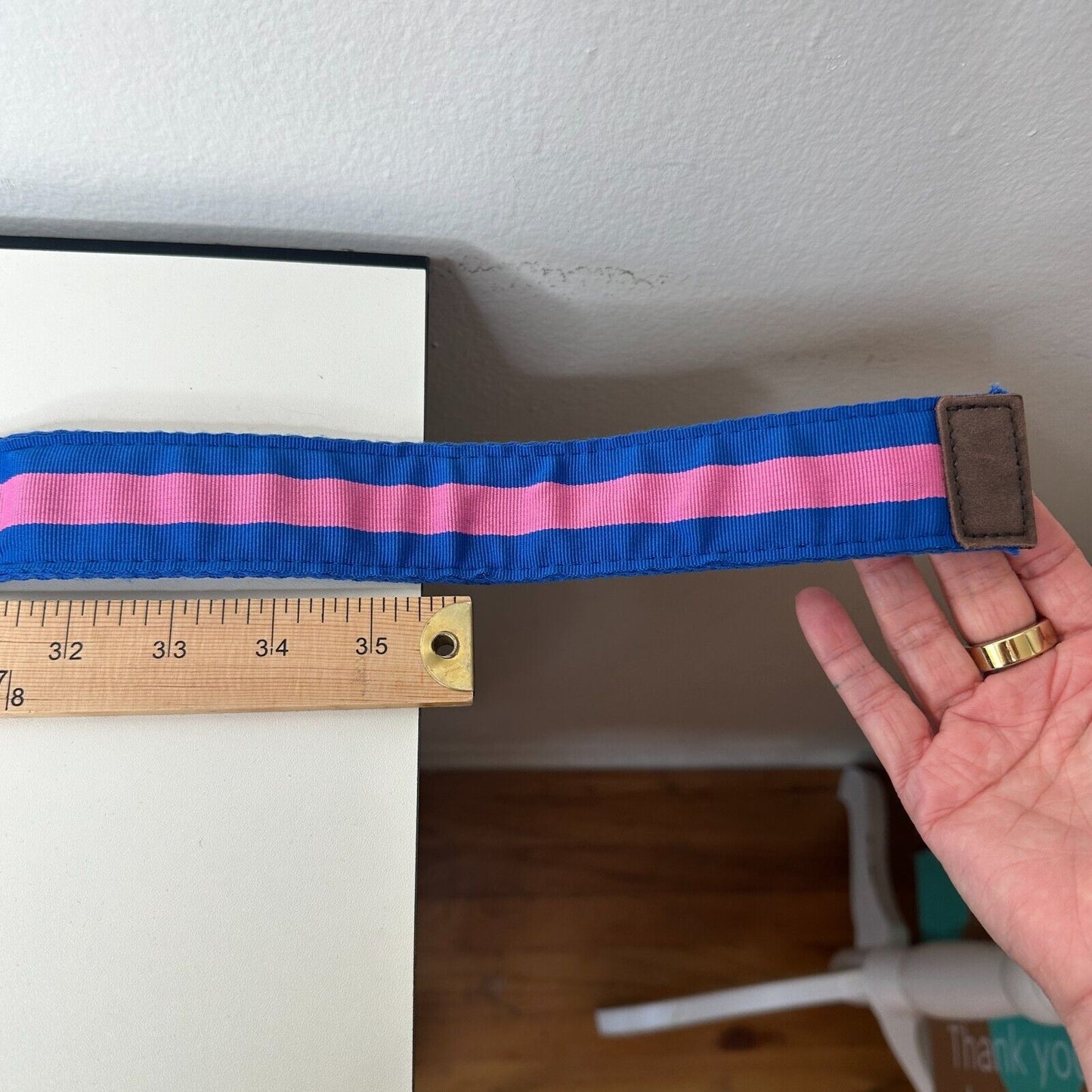 Abercrombie & Fitch Pink & Blue Stripe Canvas Belt Strap 28
