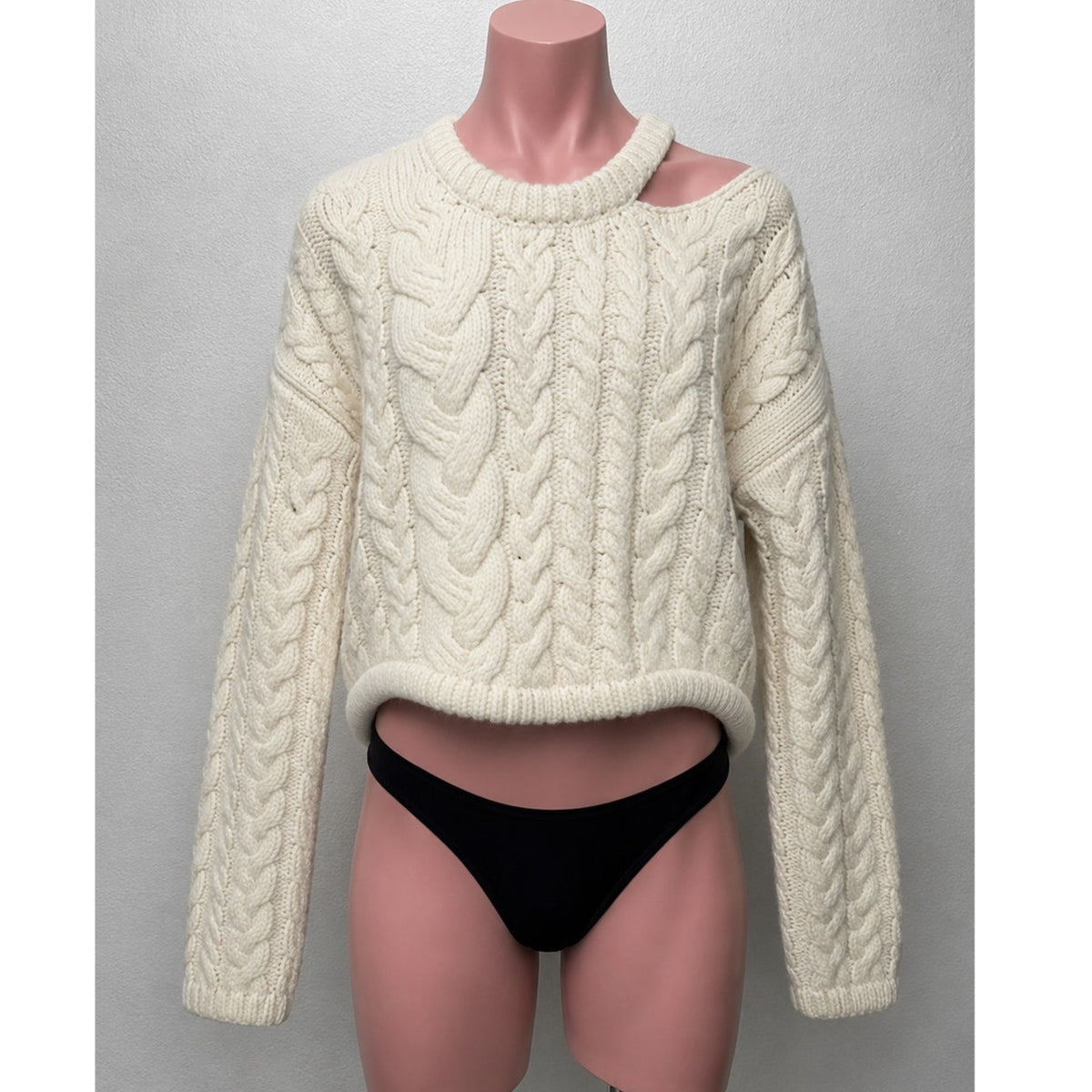 Tempest & Bentley Cream Chunky Knit 100% Wool Long Sleeve Sweater M