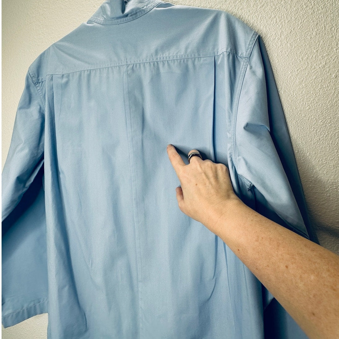 Loewe Light Blue Front Button Split Side Asymmetrical Hem Shirt Dress S