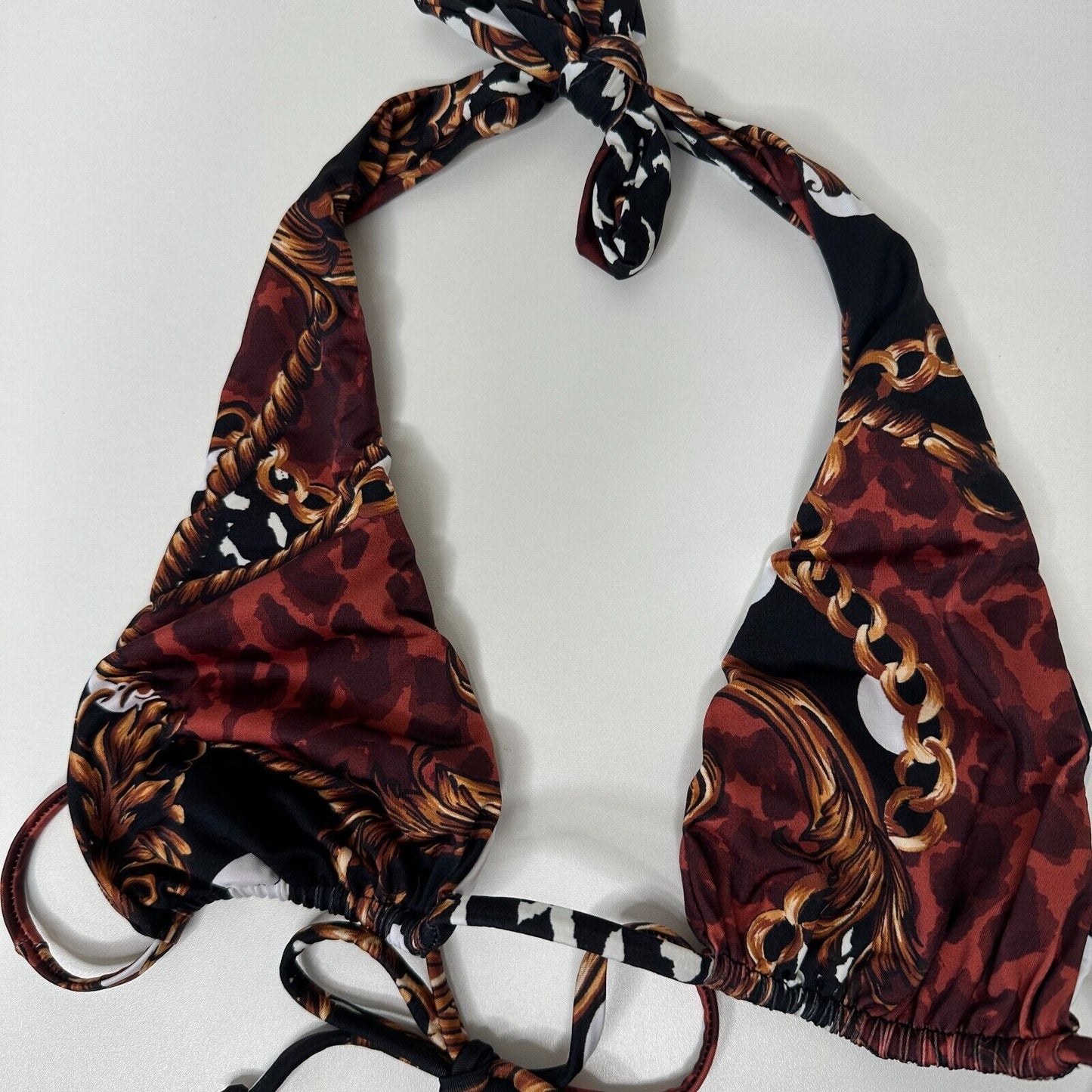 Inamorata Las Olas Burgundy Leopard Link Design Neptune Triangle Halter Top Med