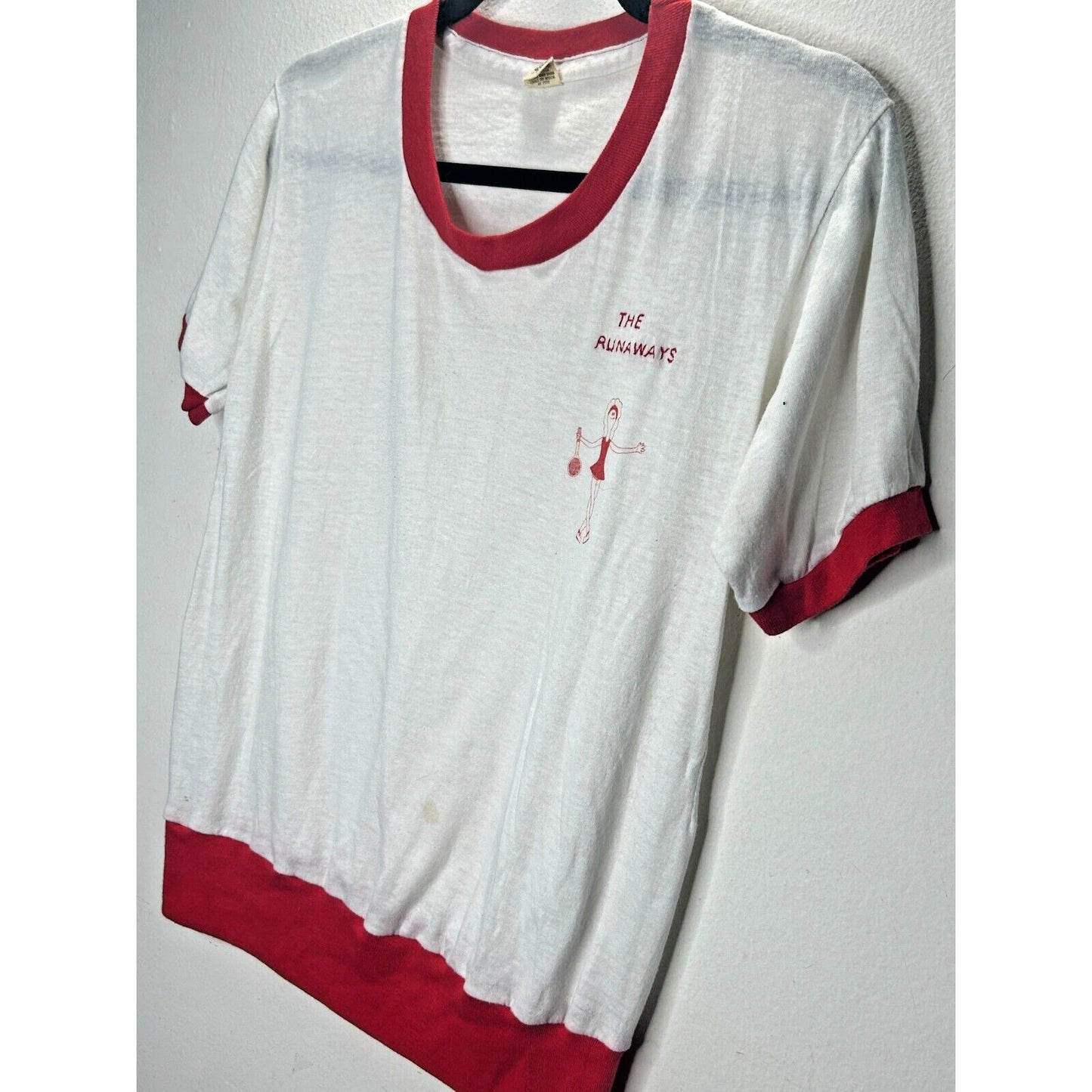 Vintage Screen Stars White Tee Red Ringer 70's 80's The Runaways Graphic T Shirt