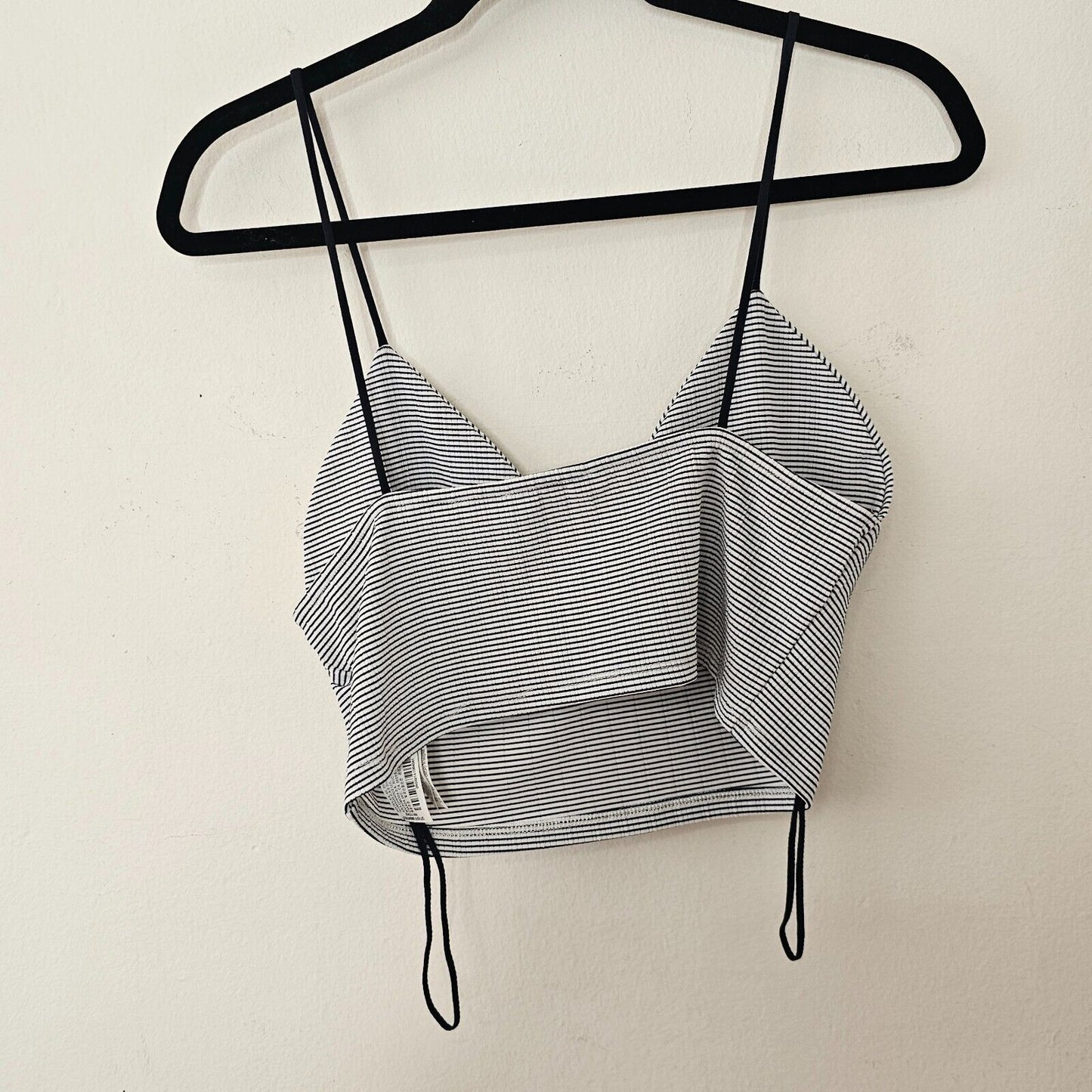 Zara Navy & White Stripe Spaghetti Strap VNeck Bralette Style Crop Top Large