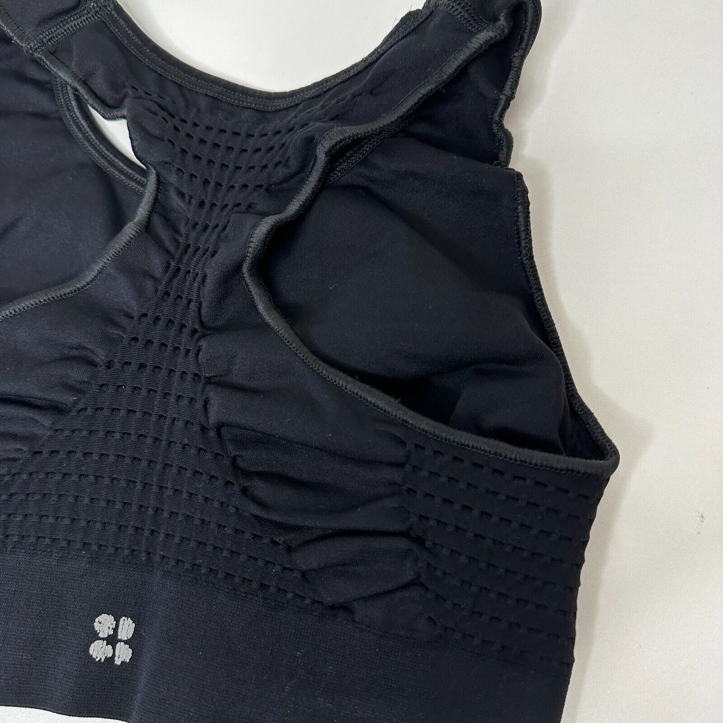 Sweaty Betty Black High Neck Sports Bra Sweat Wicking Stretch Racerback Crop Med