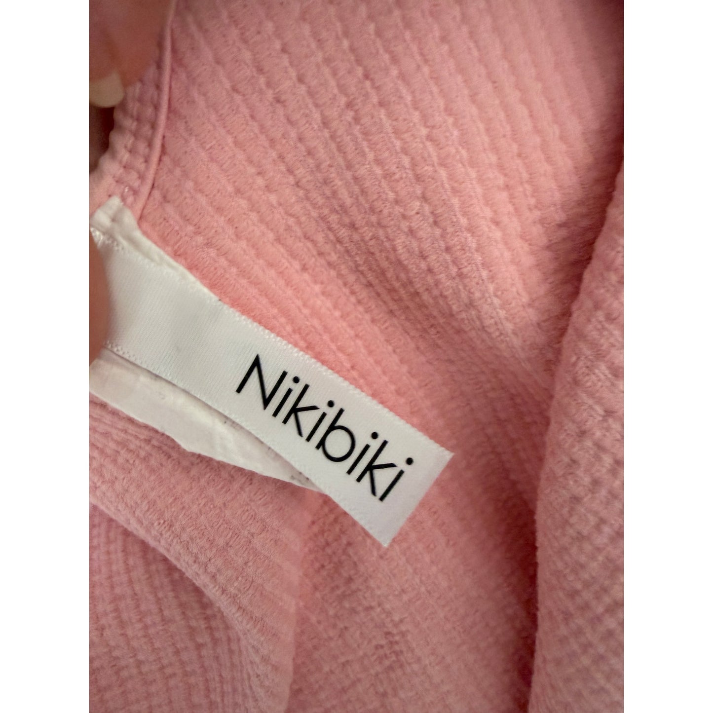 Niki Biki Pink Ribbed Cropped Tank Top V-Neck Stretch Sleeveless OS