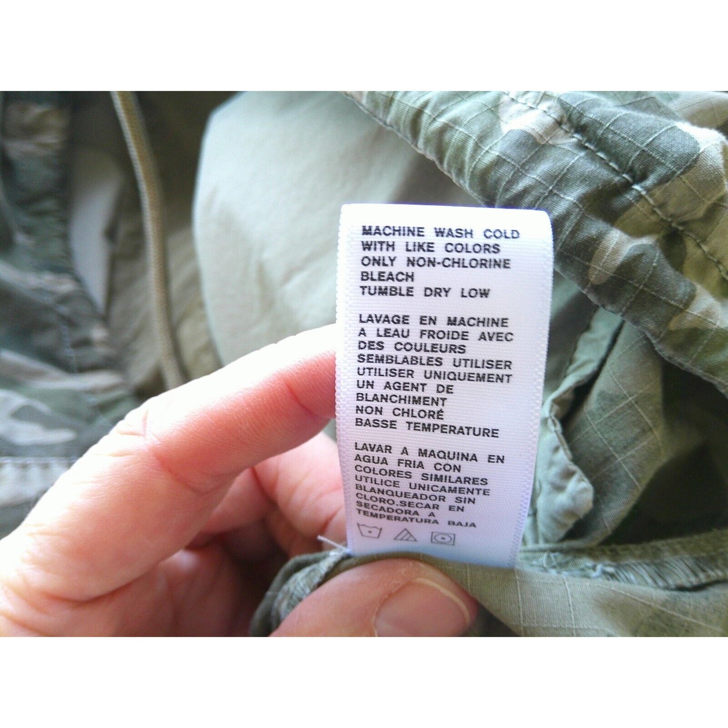 James Perse Army Green Tan Camo Print Zip Band Neck Long Sleeve Jacket 4 / XL