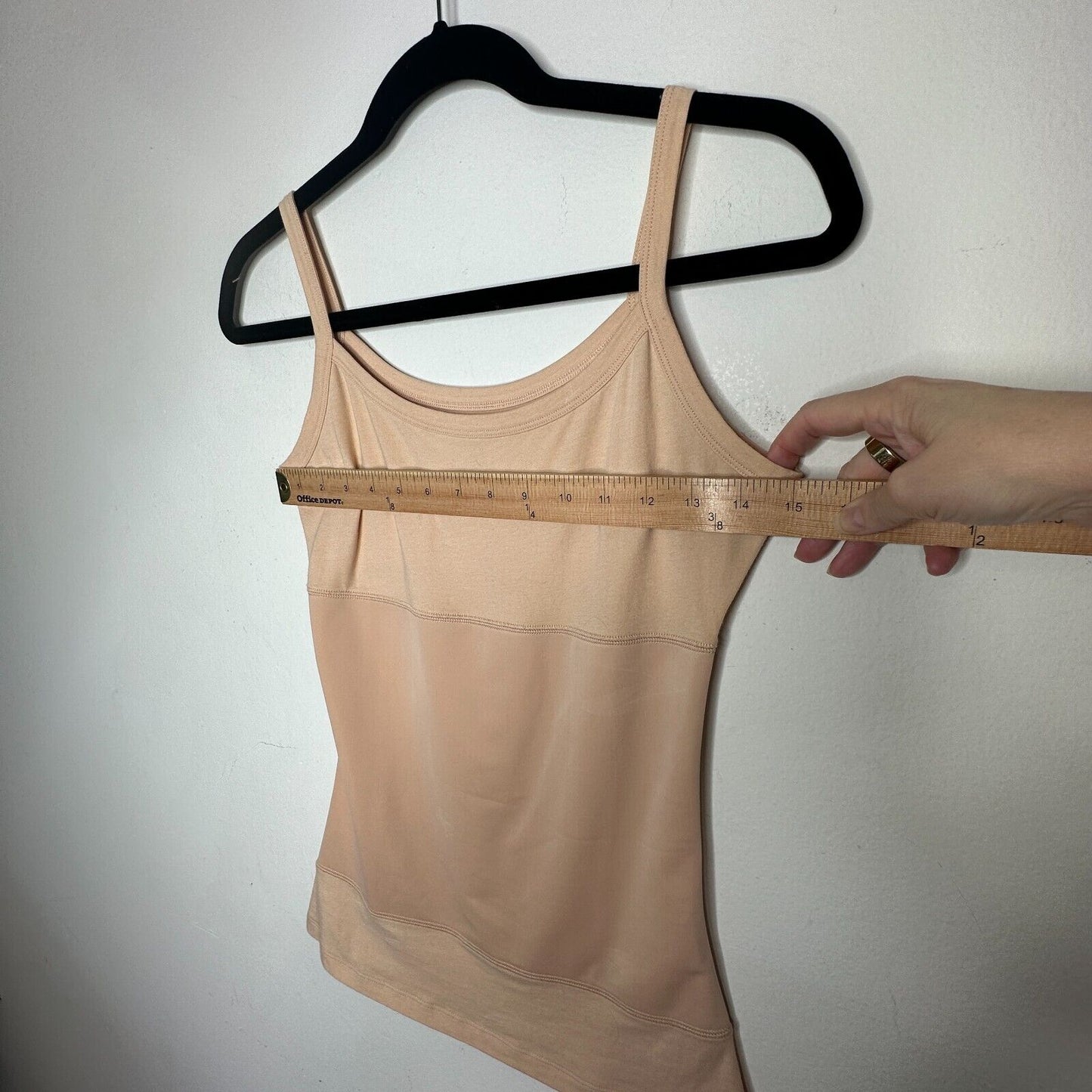 Yummie Tummie Boyfriend Tan Spaghetti Strap 3-Panel Shaping Tank Scoop Top Med